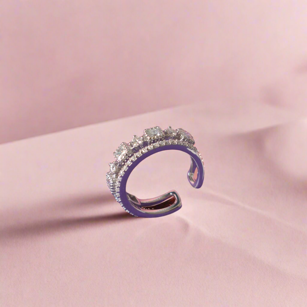 Aura ring Band in Sterling SIlver with Moissanite
