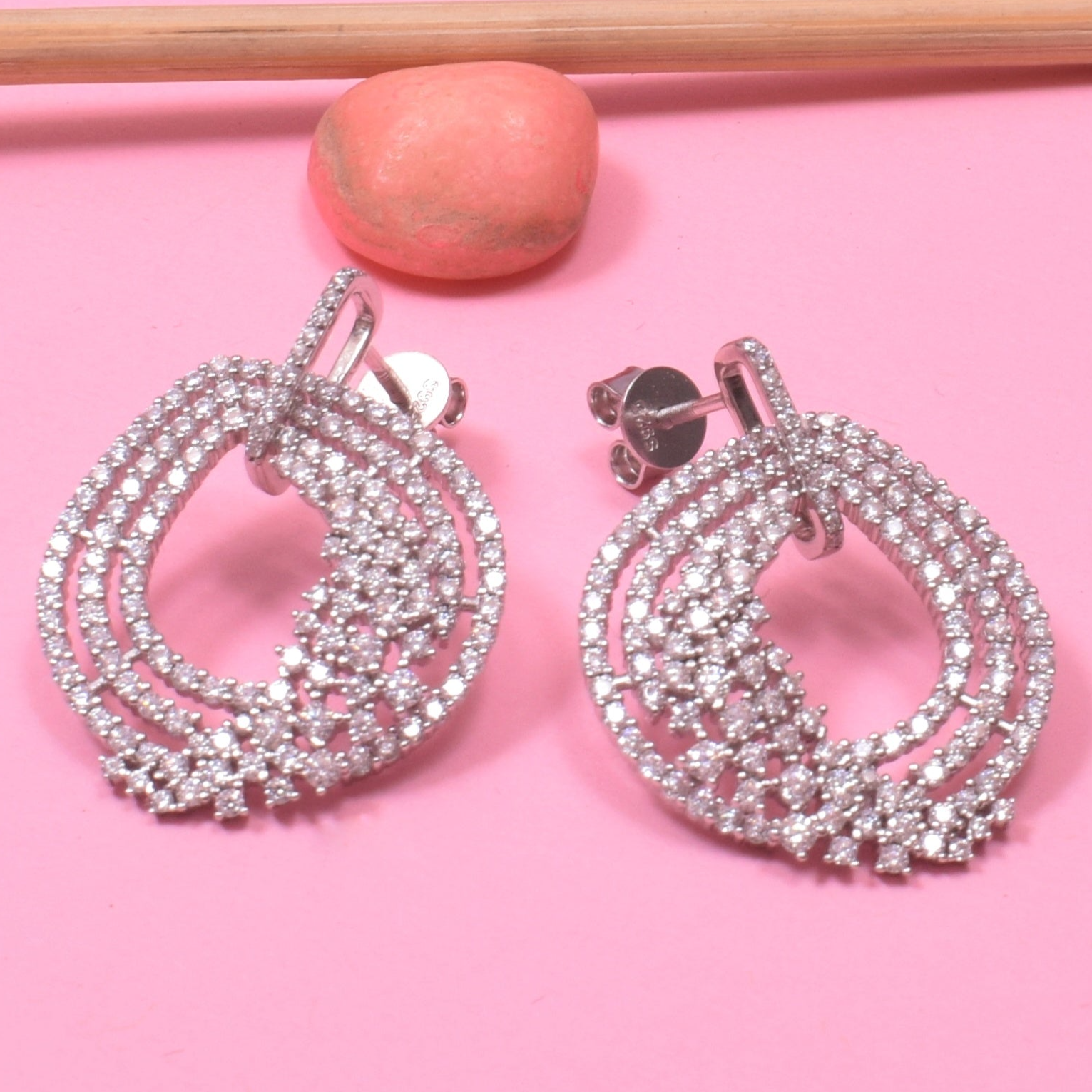 Diamond Brilliance Sterling Silver Moissanite Swirl Earrings