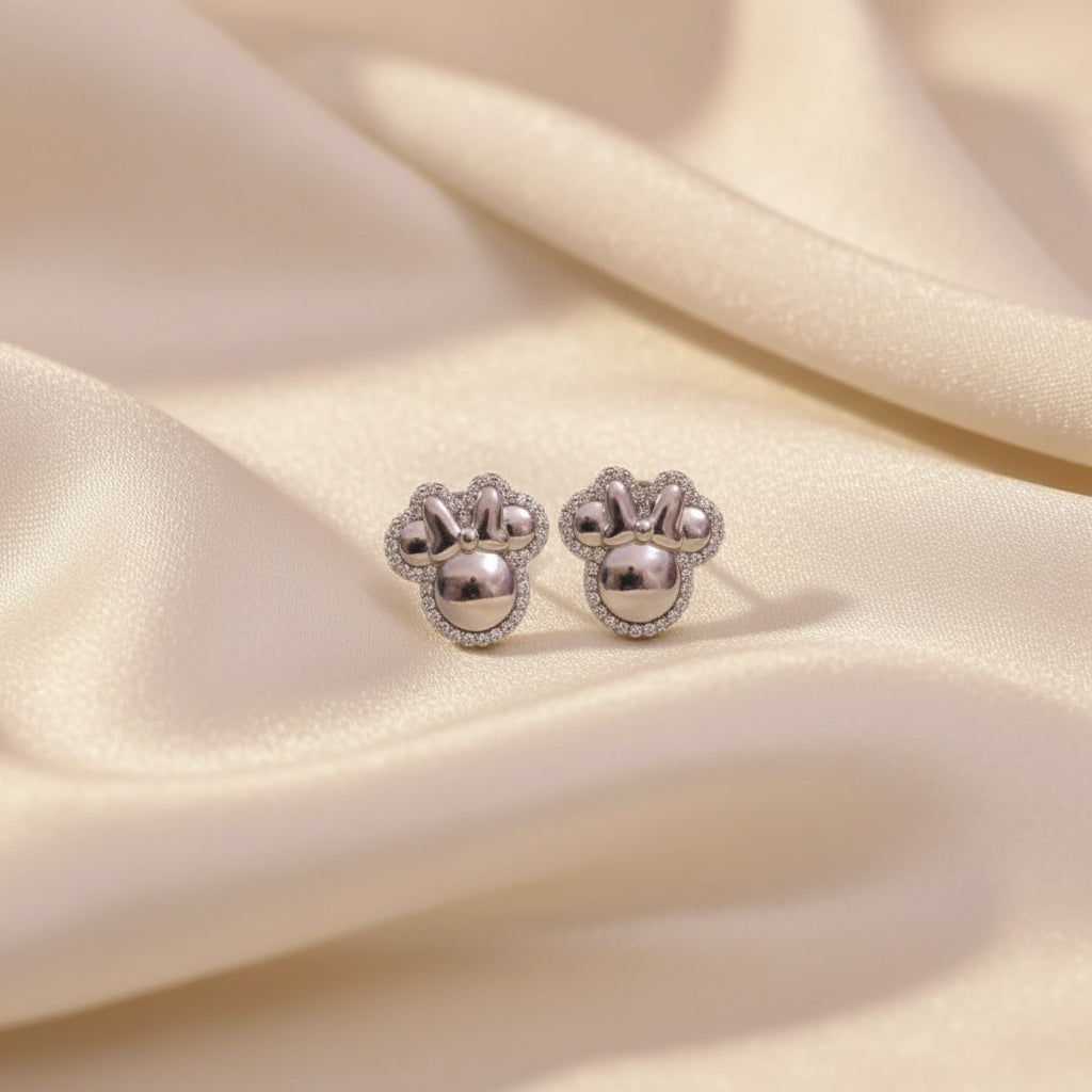 Teddy Twinkle Moissanite Studs in Sterling Silver, for kids