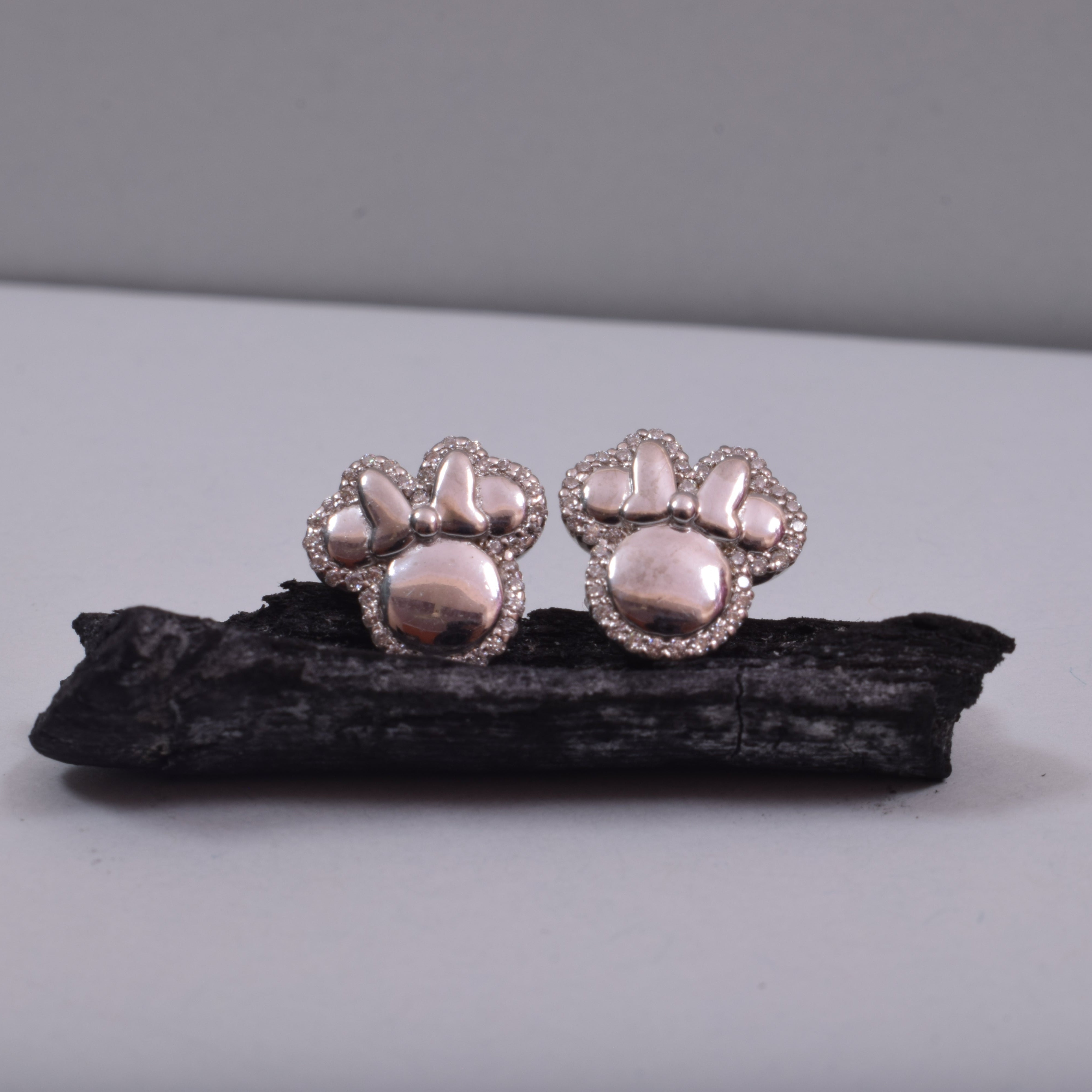 Teddy Twinkle Moissanite Studs in Sterling Silver, for kids
