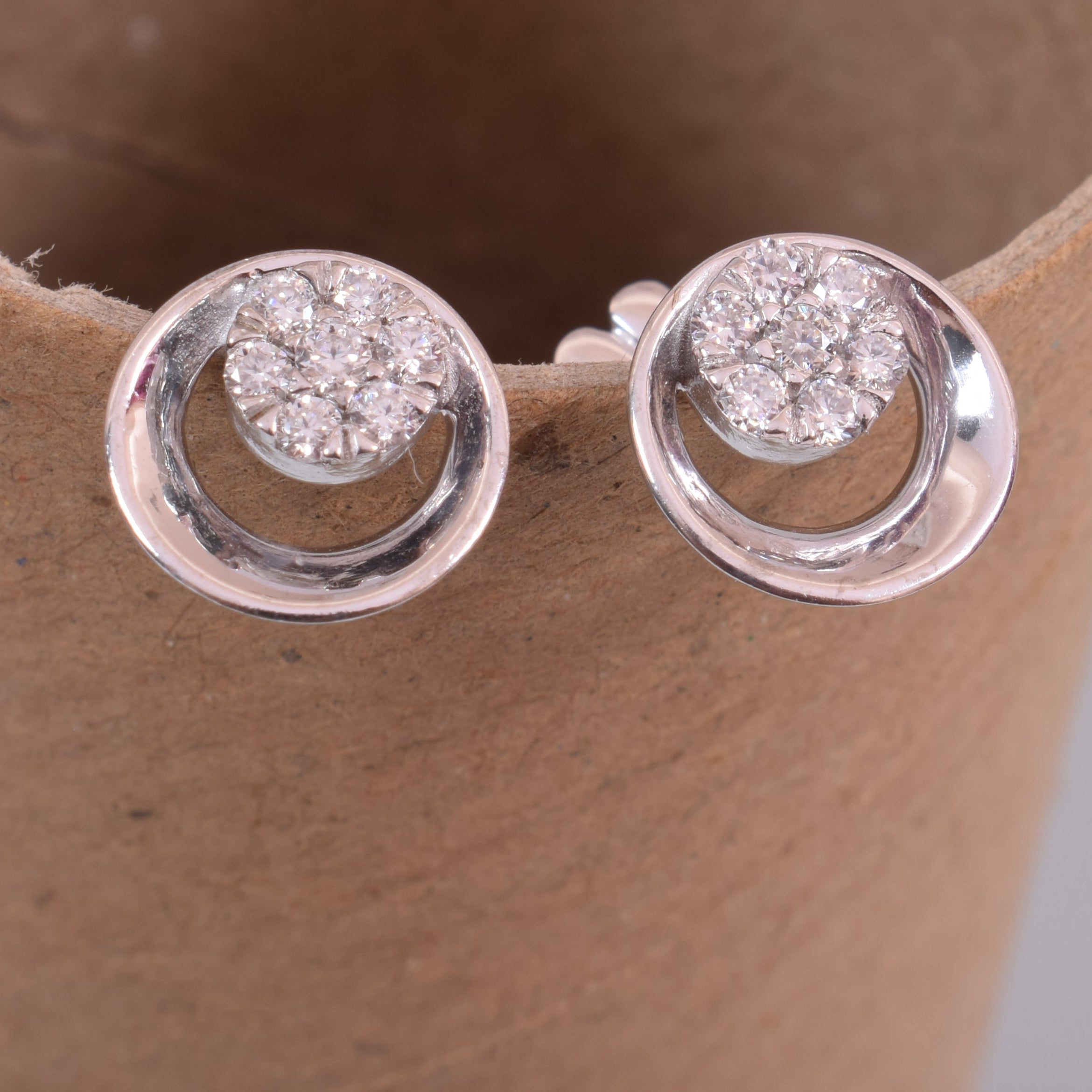 Silver Flower Fling Studs in Moissanite