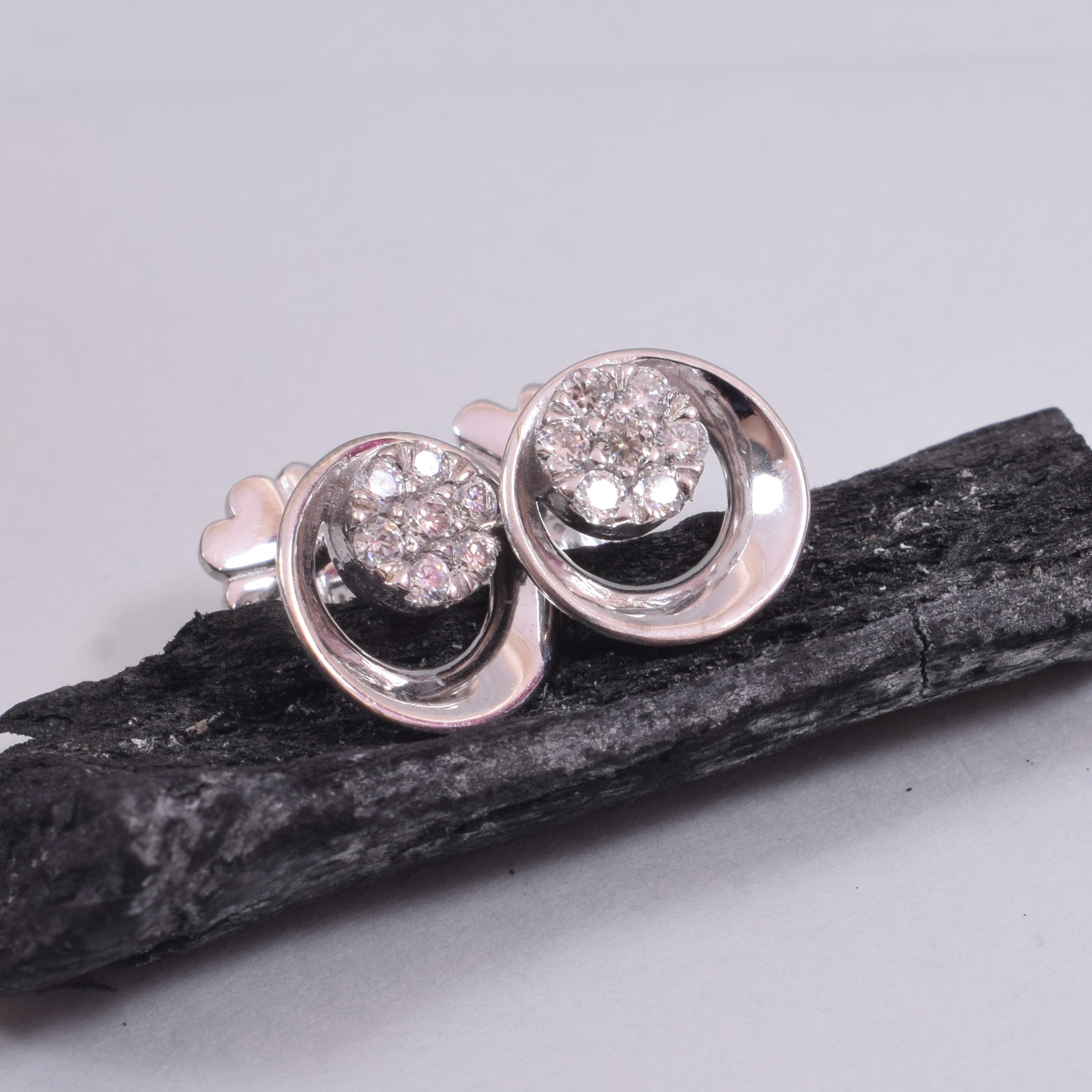 Silver Flower Fling Studs in Moissanite
