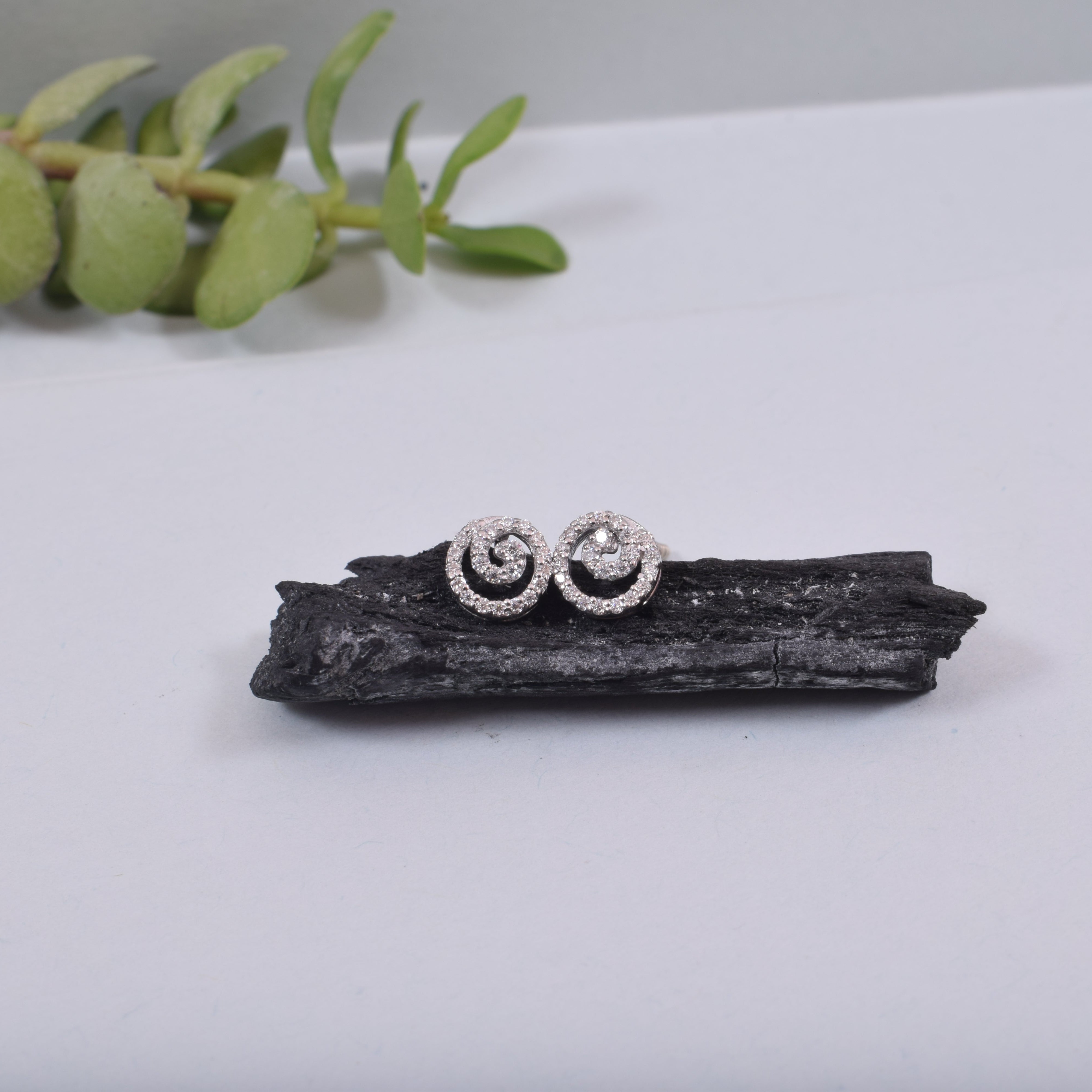 Mini round Moissanite Diamond Studs in Sterling Silver