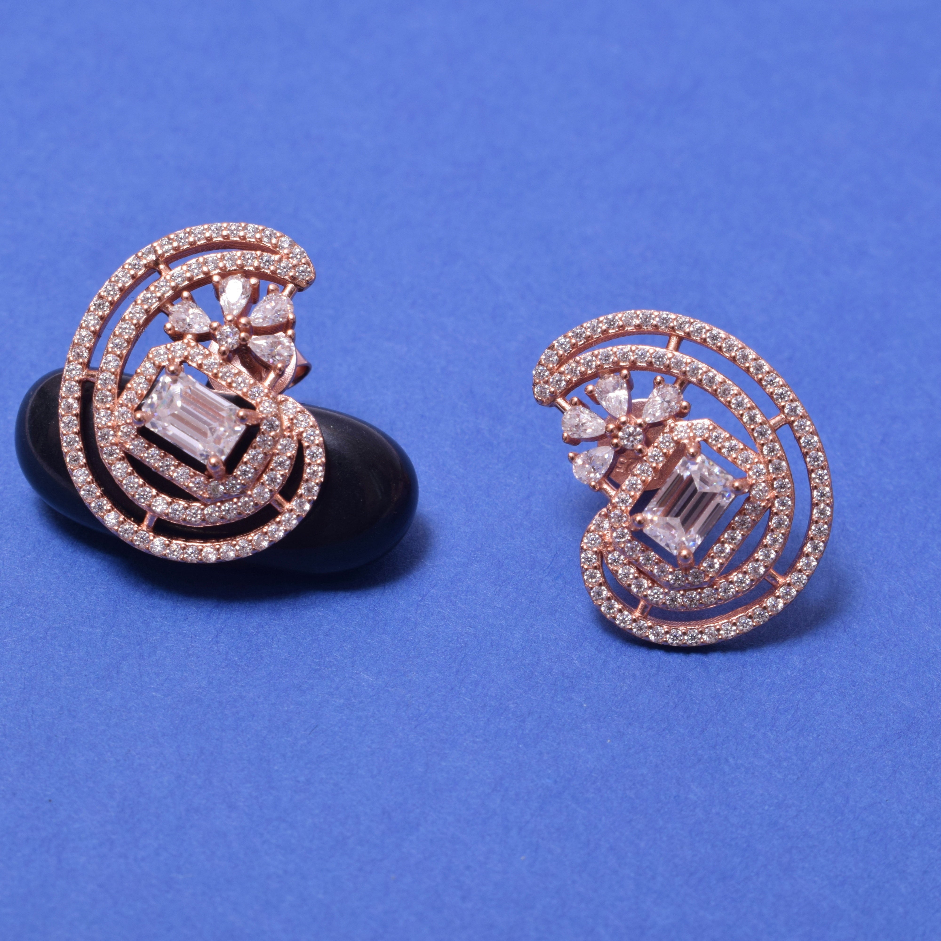 Rose Gold Sterling Silver Moissanite Earring