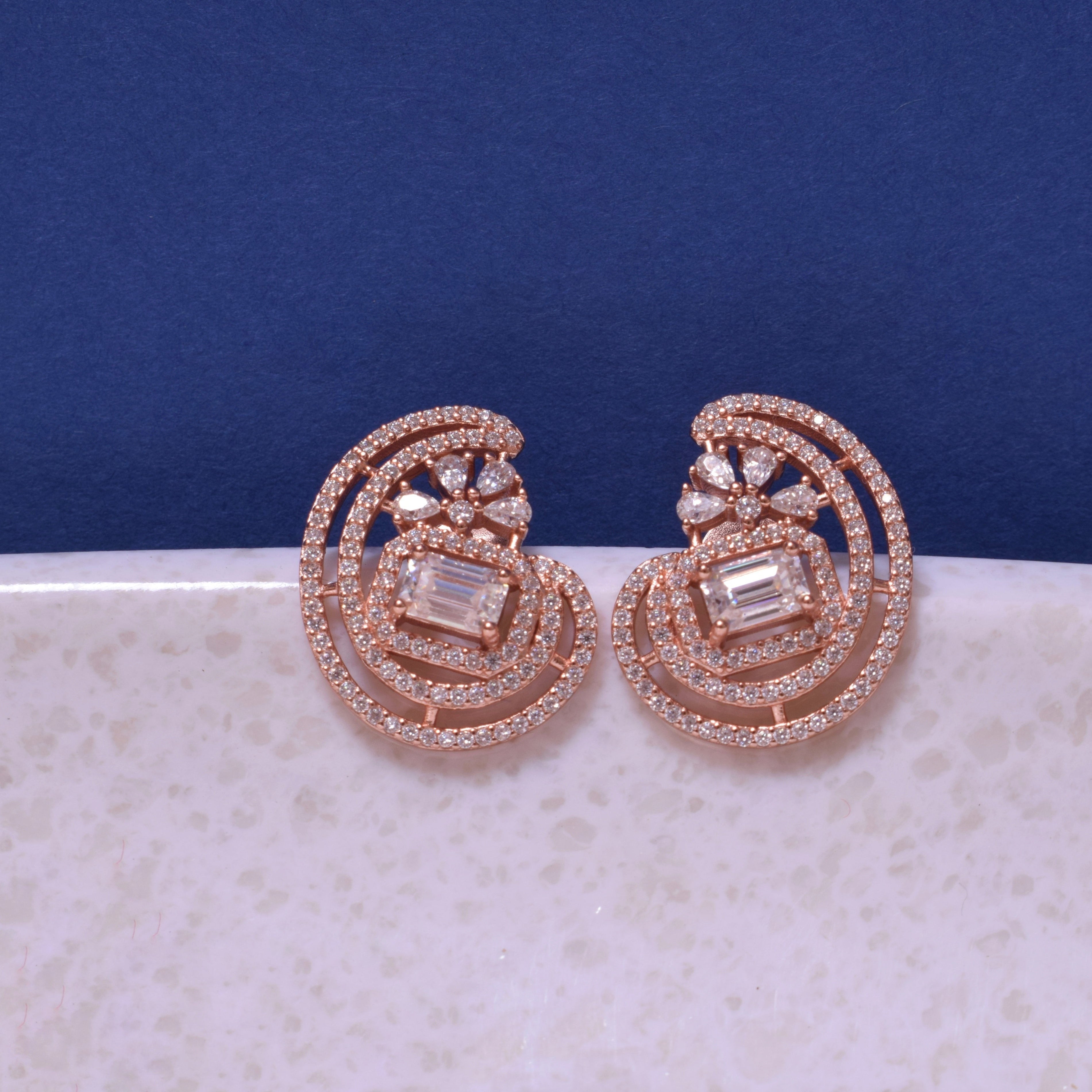 Rose Gold Sterling Silver Moissanite Earring