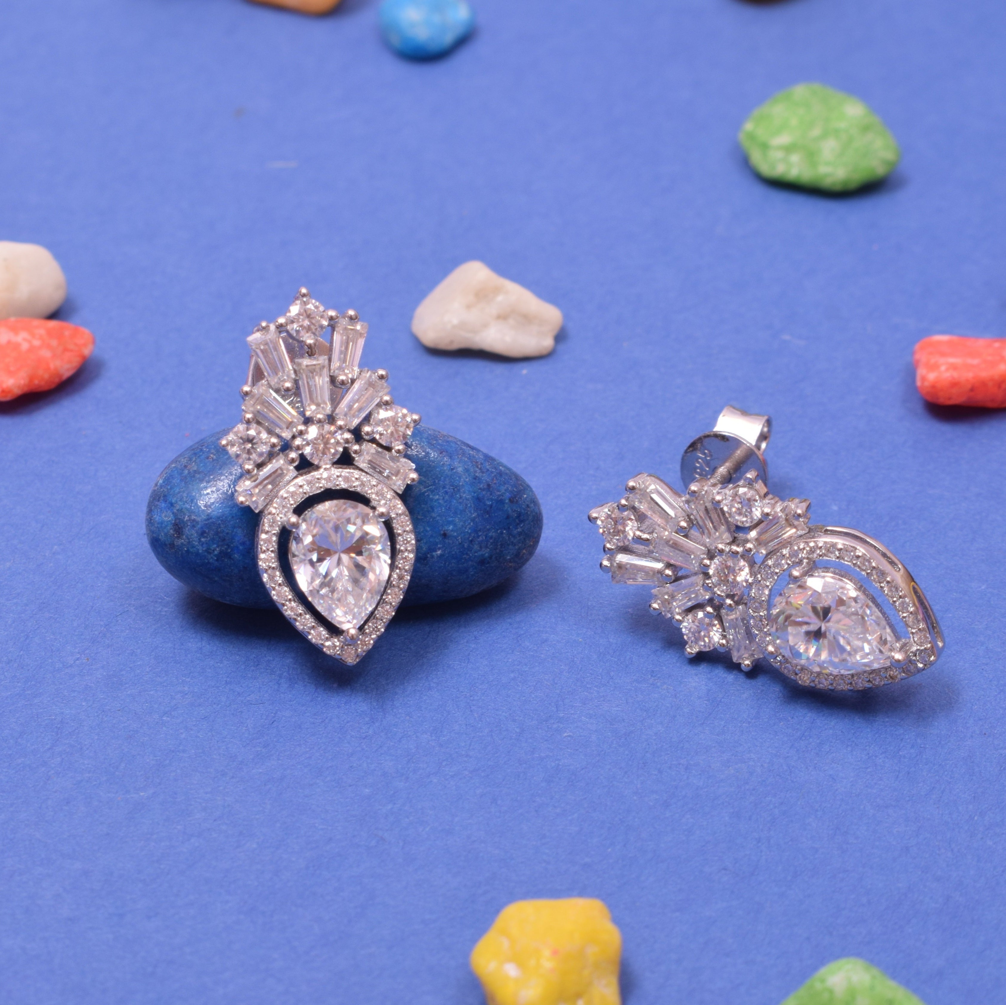 Statement Pear Shape Sterling Silver Moissanite Earrings