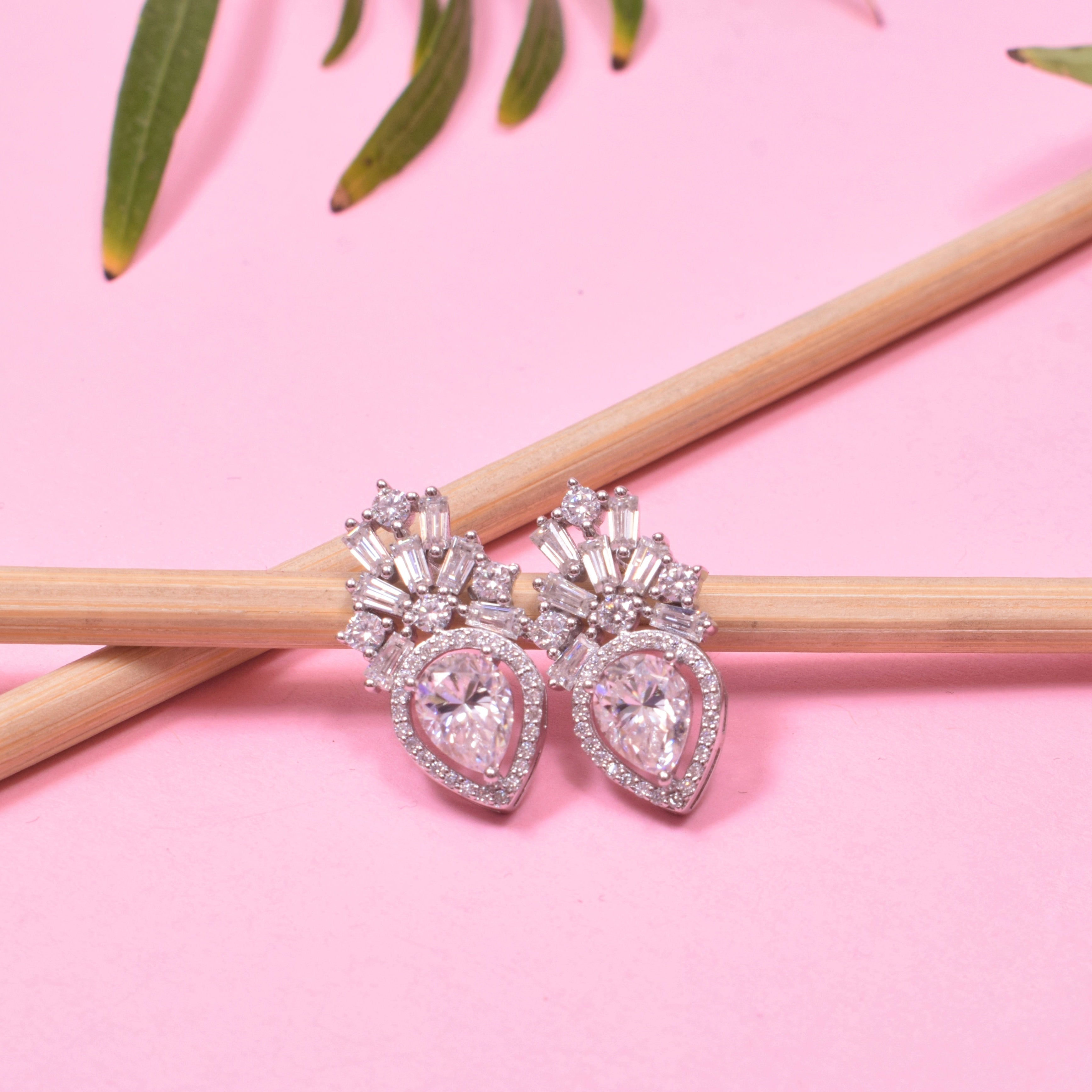 Statement Pear Shape Sterling Silver Moissanite Earrings