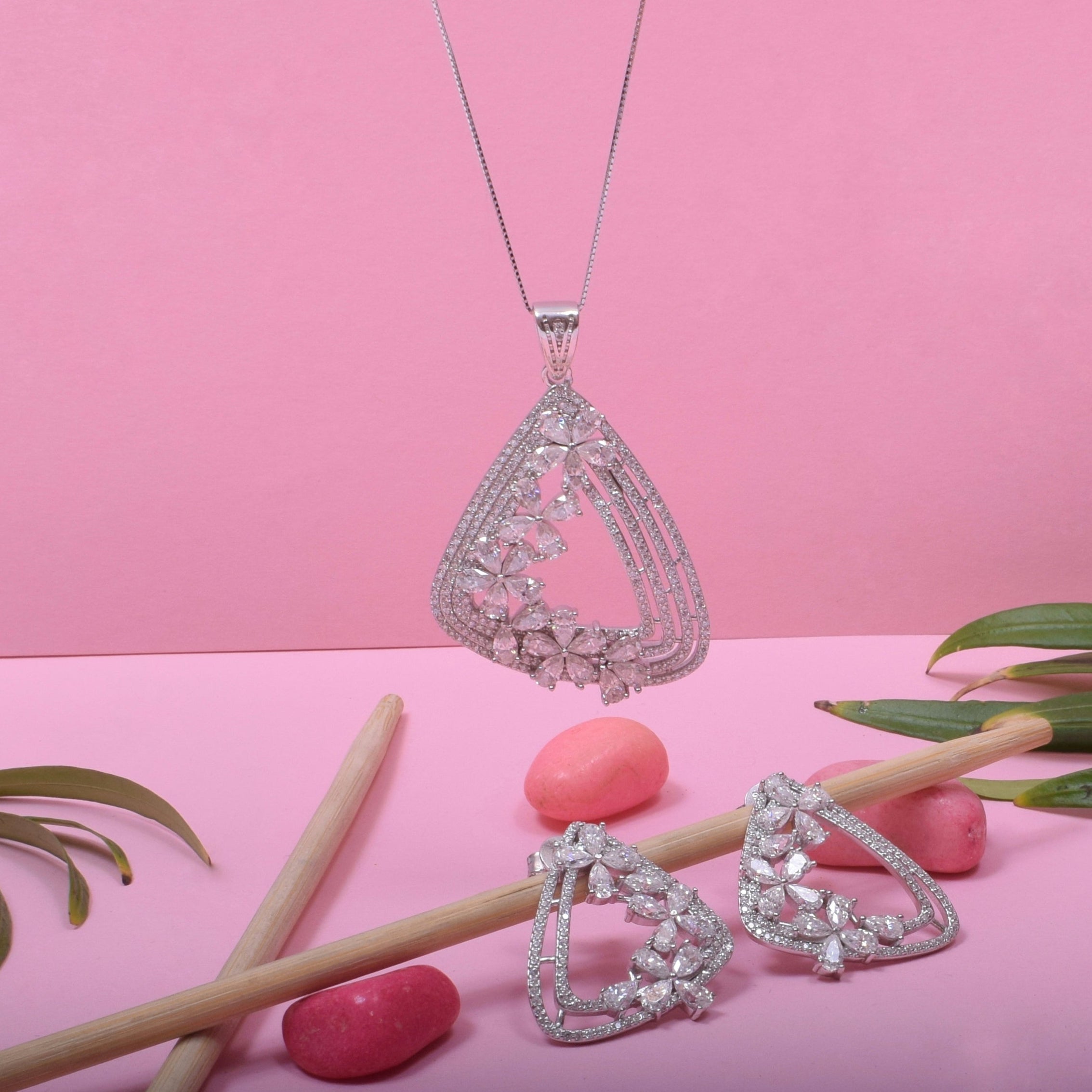 Scarlet Sterling Silver Moissanite Pendant Set