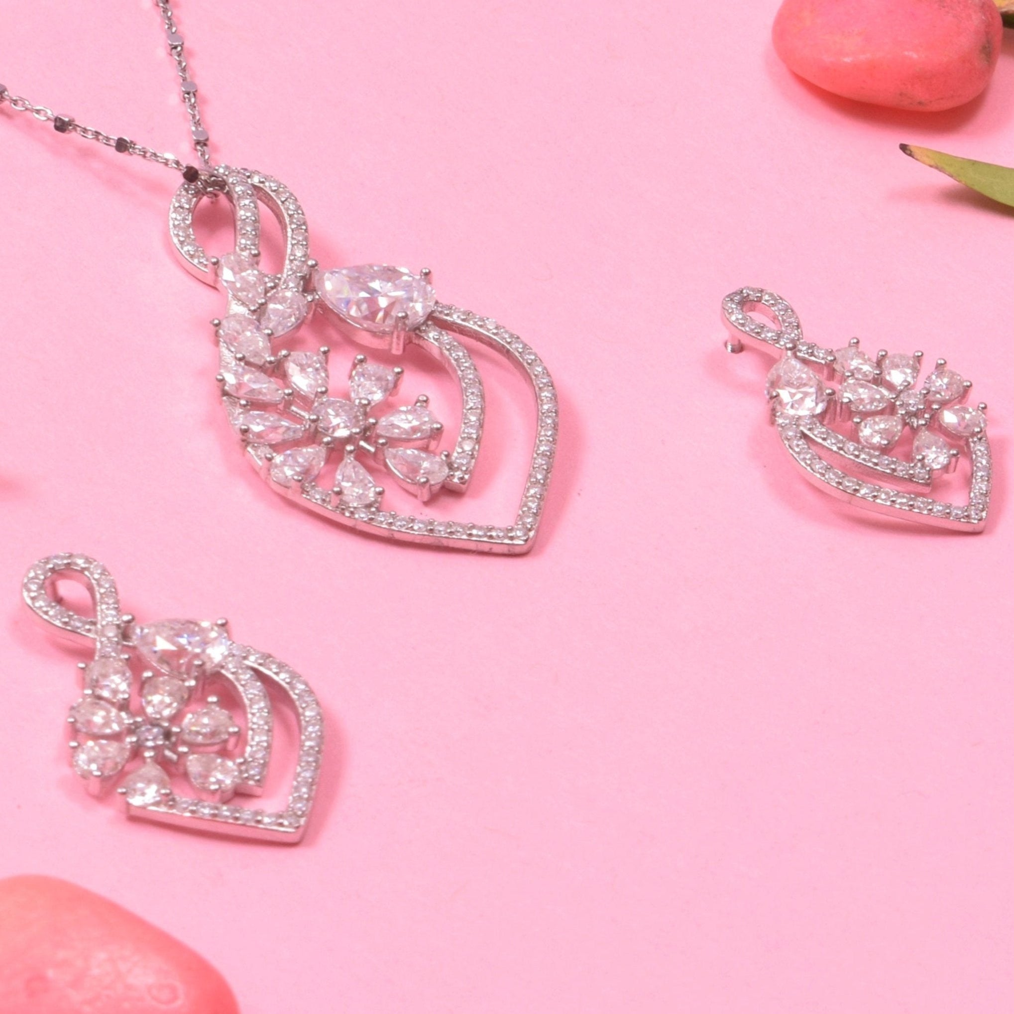 Elegant Moissanite Halo Pendant Set in 925 Silver for Brides