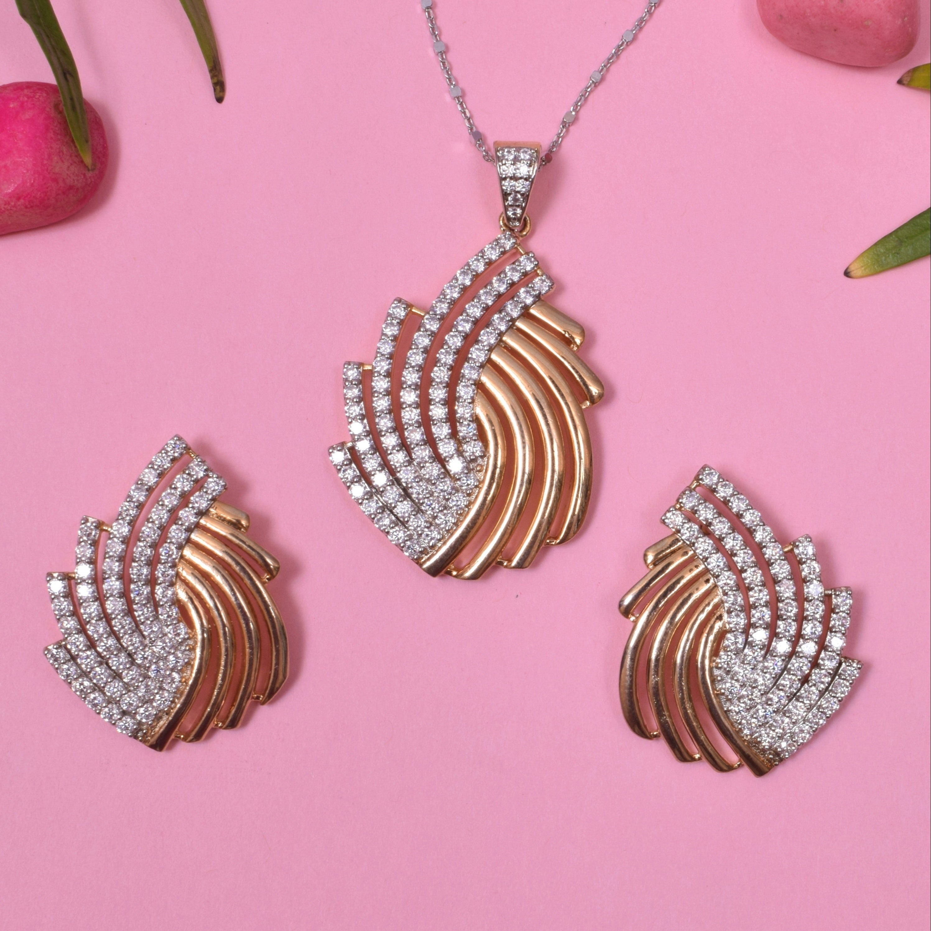 Earth Essence Sterling Silver Moissanite Pendant Set