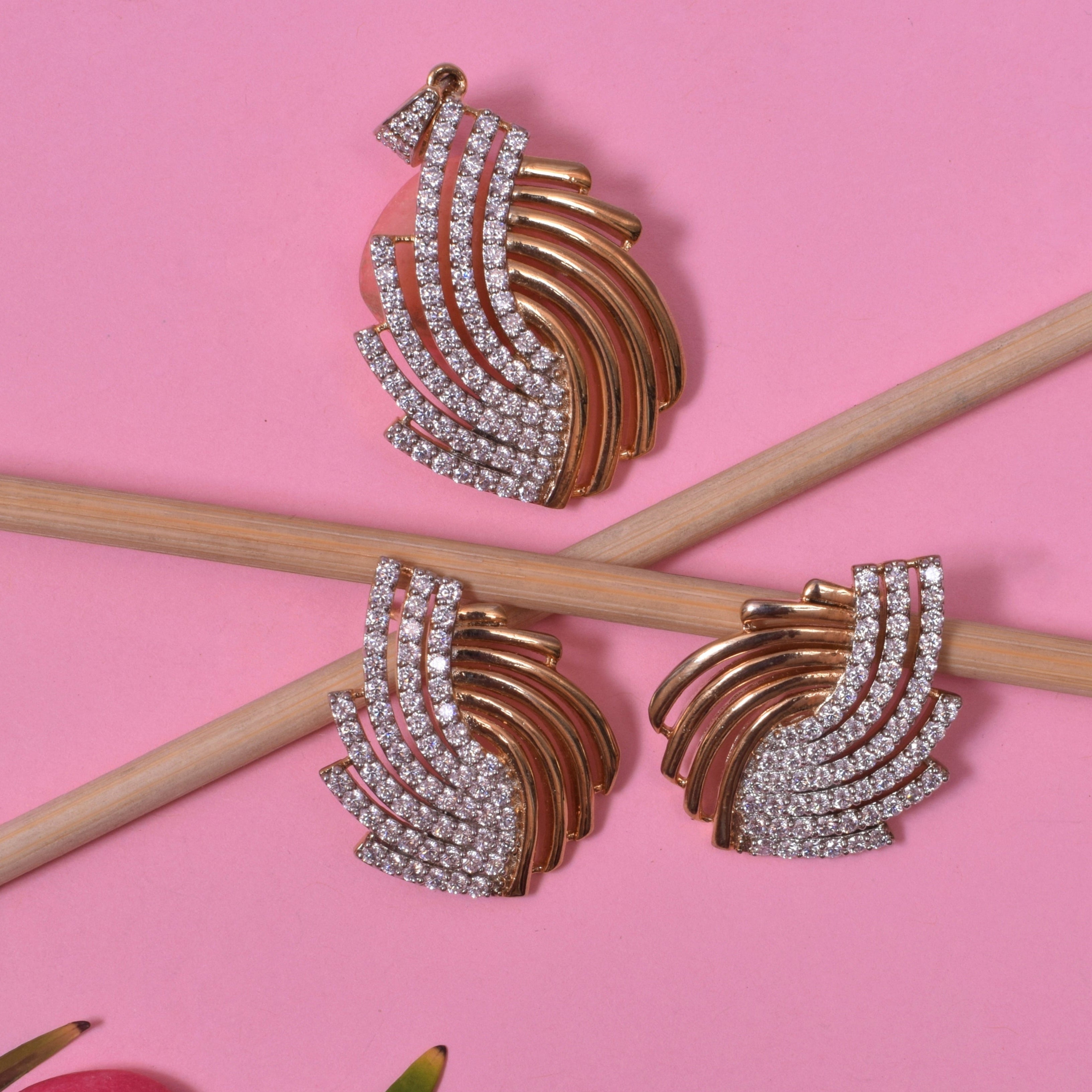 Earth Essence Sterling Silver Moissanite Pendant Set