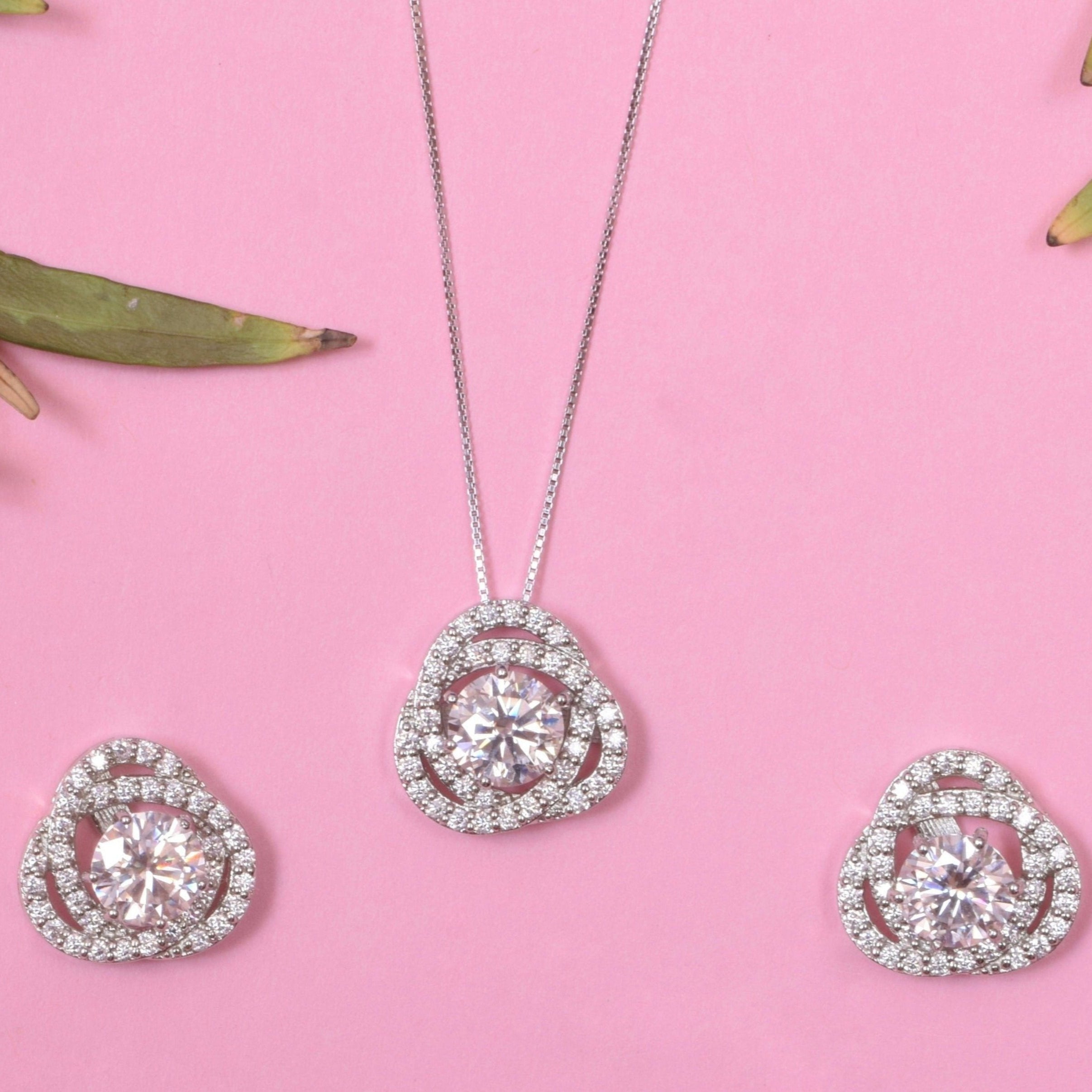 Meadow Magic Sterling Silver Moissanite Pendant Set