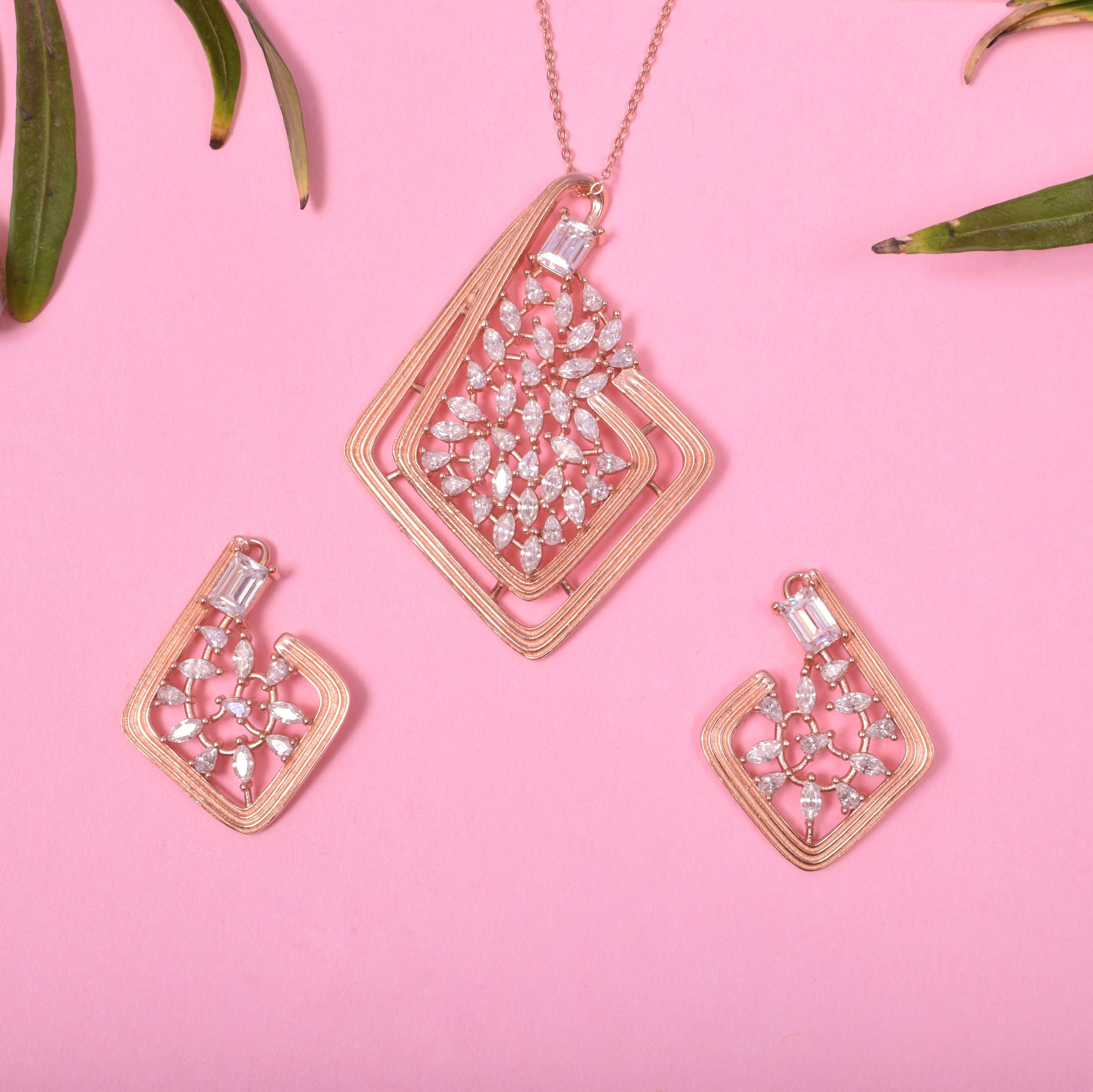 Blossom Bliss Sterling Silver Moissanite Pendant Set