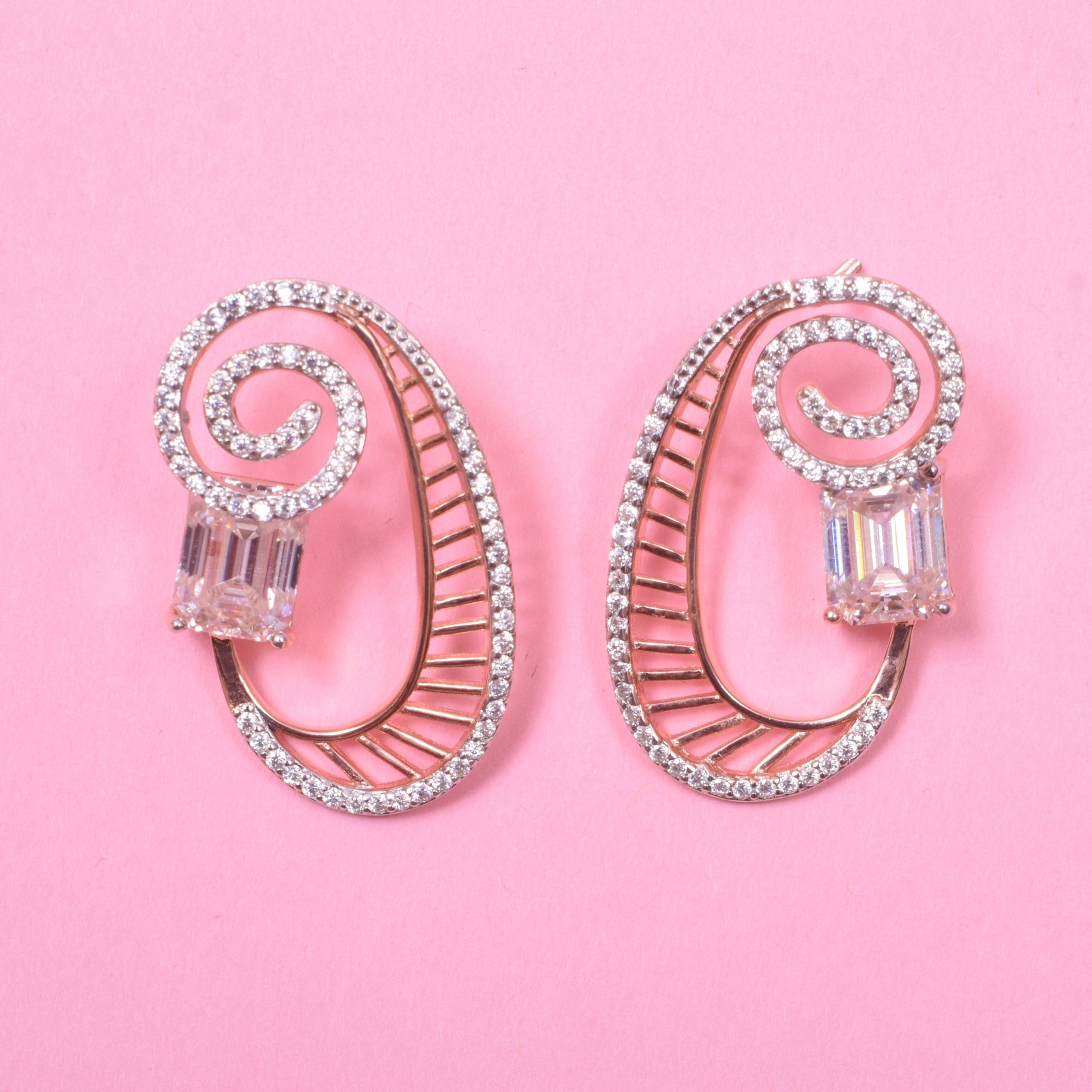 French wishes Rose Gold Sterling Silver Moissanite Pendant Set