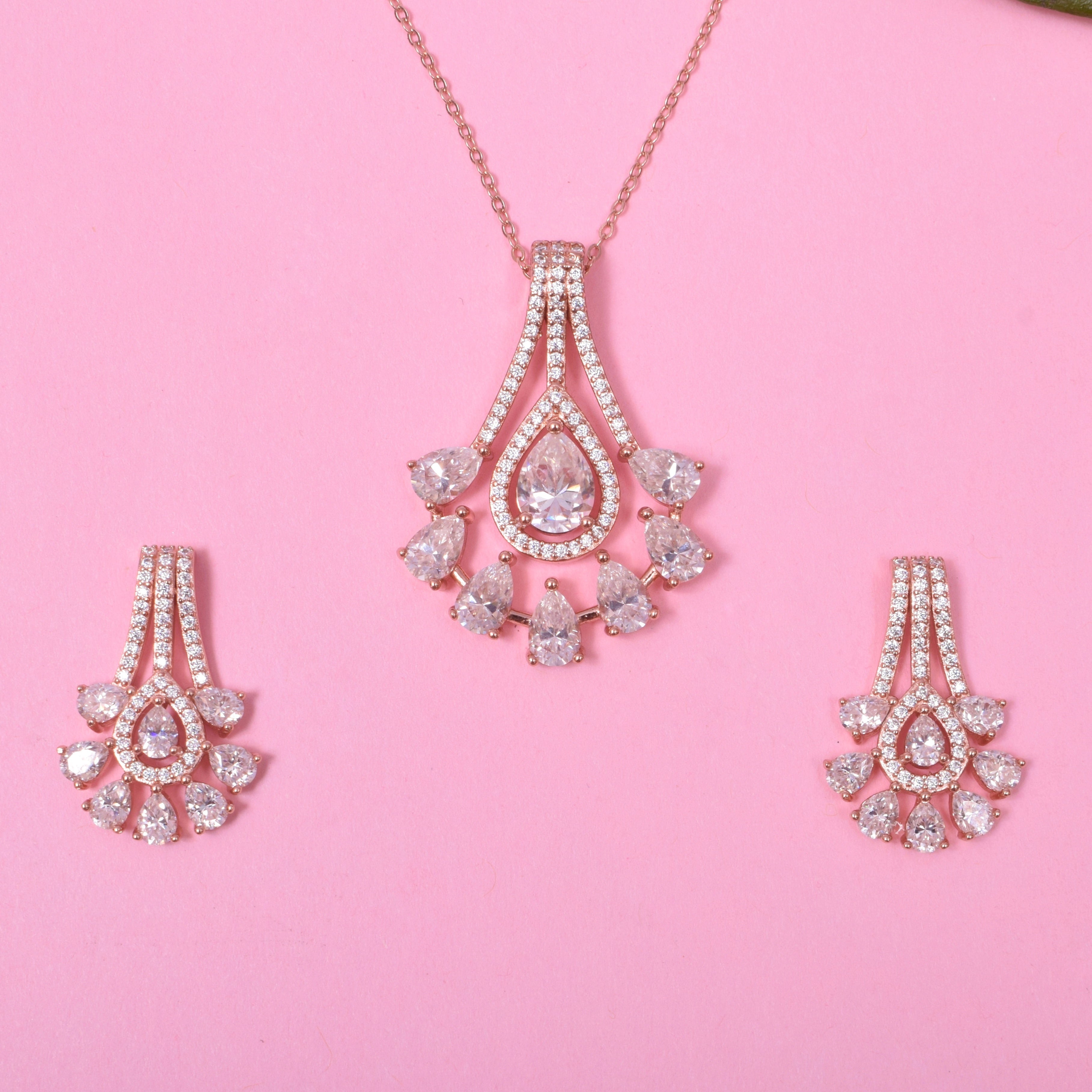 Sadabahar Sterling Silver Moissanite Pendant set