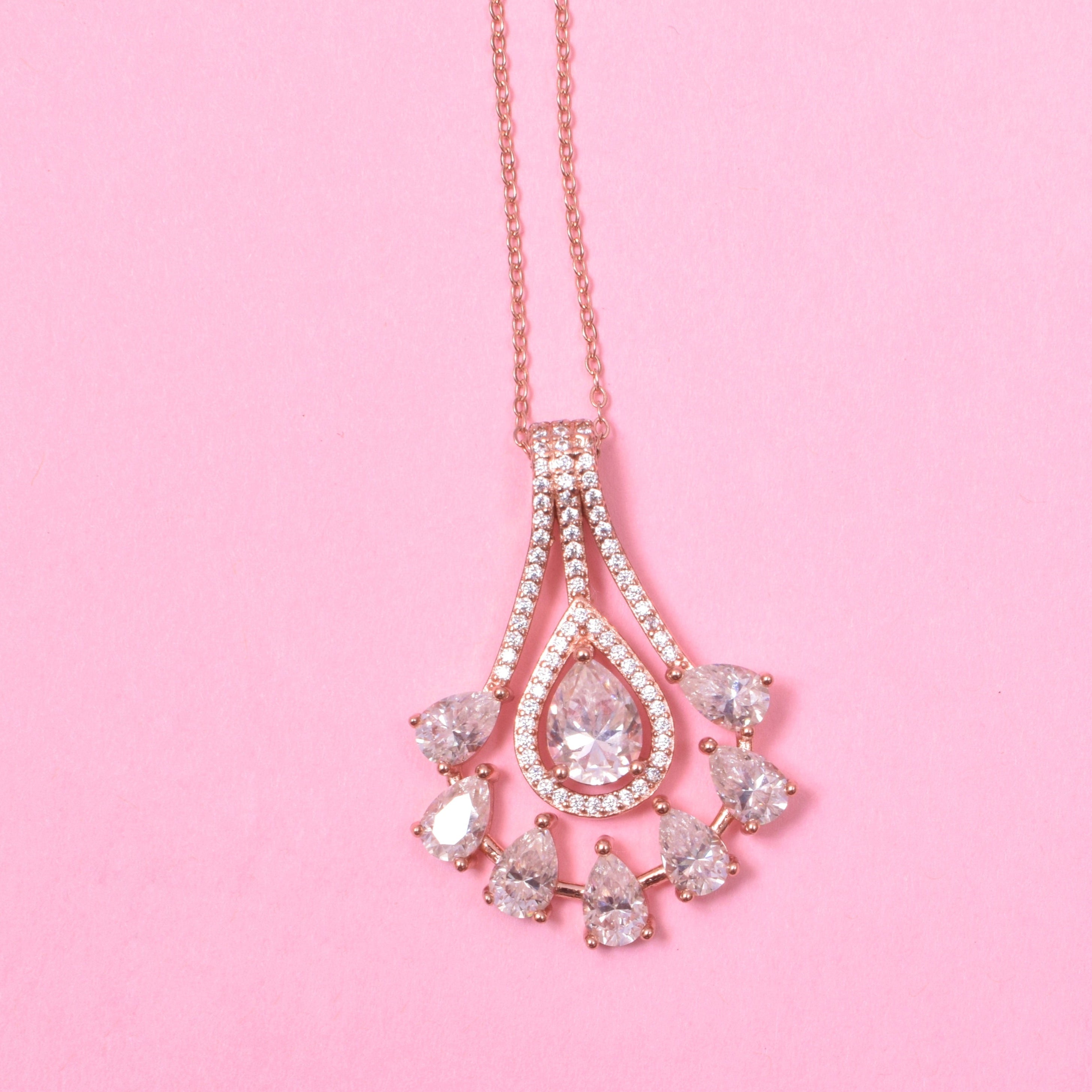 Sadabahar Sterling Silver Moissanite Pendant set