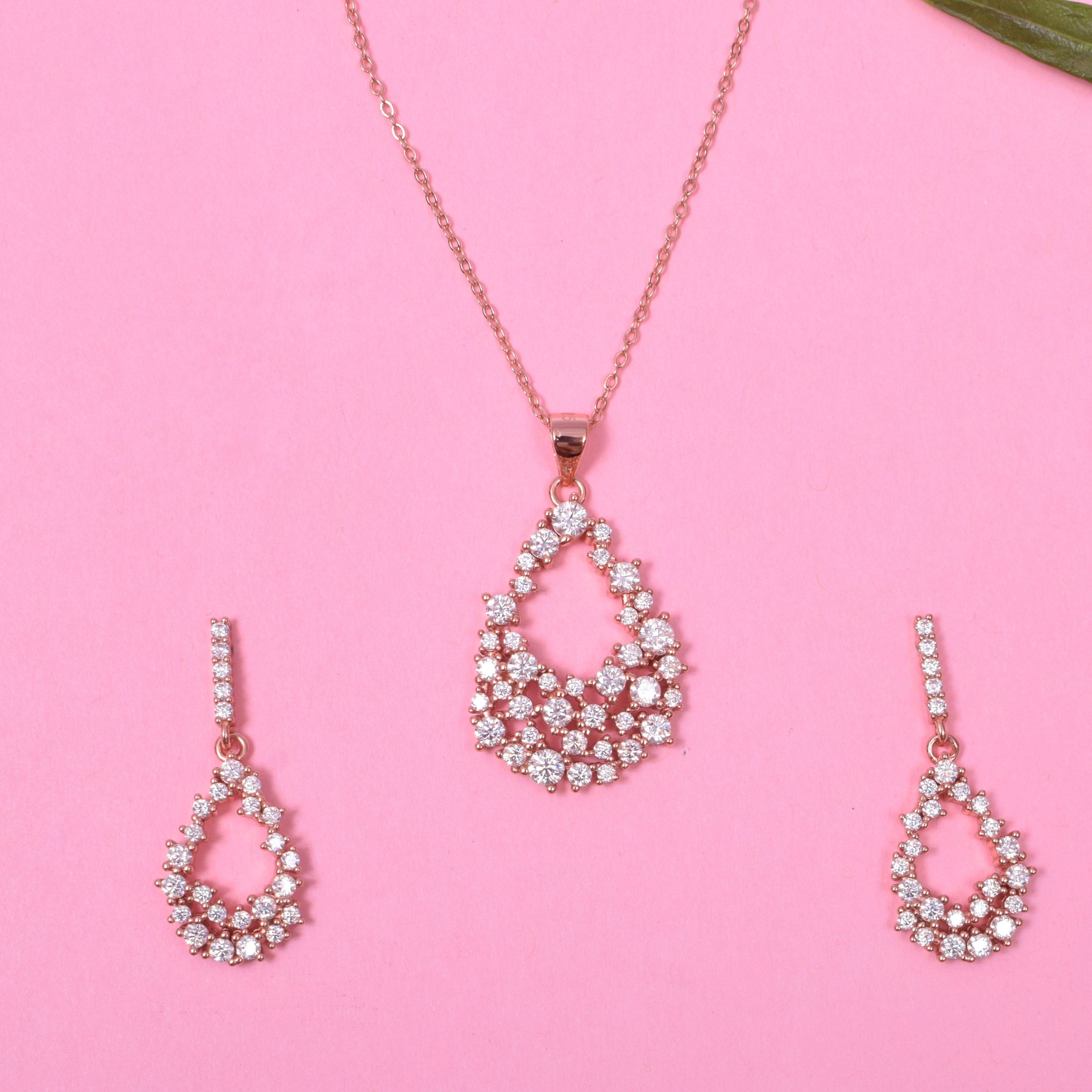 Precious Pear Sterling Silver Moissanite Pendant set