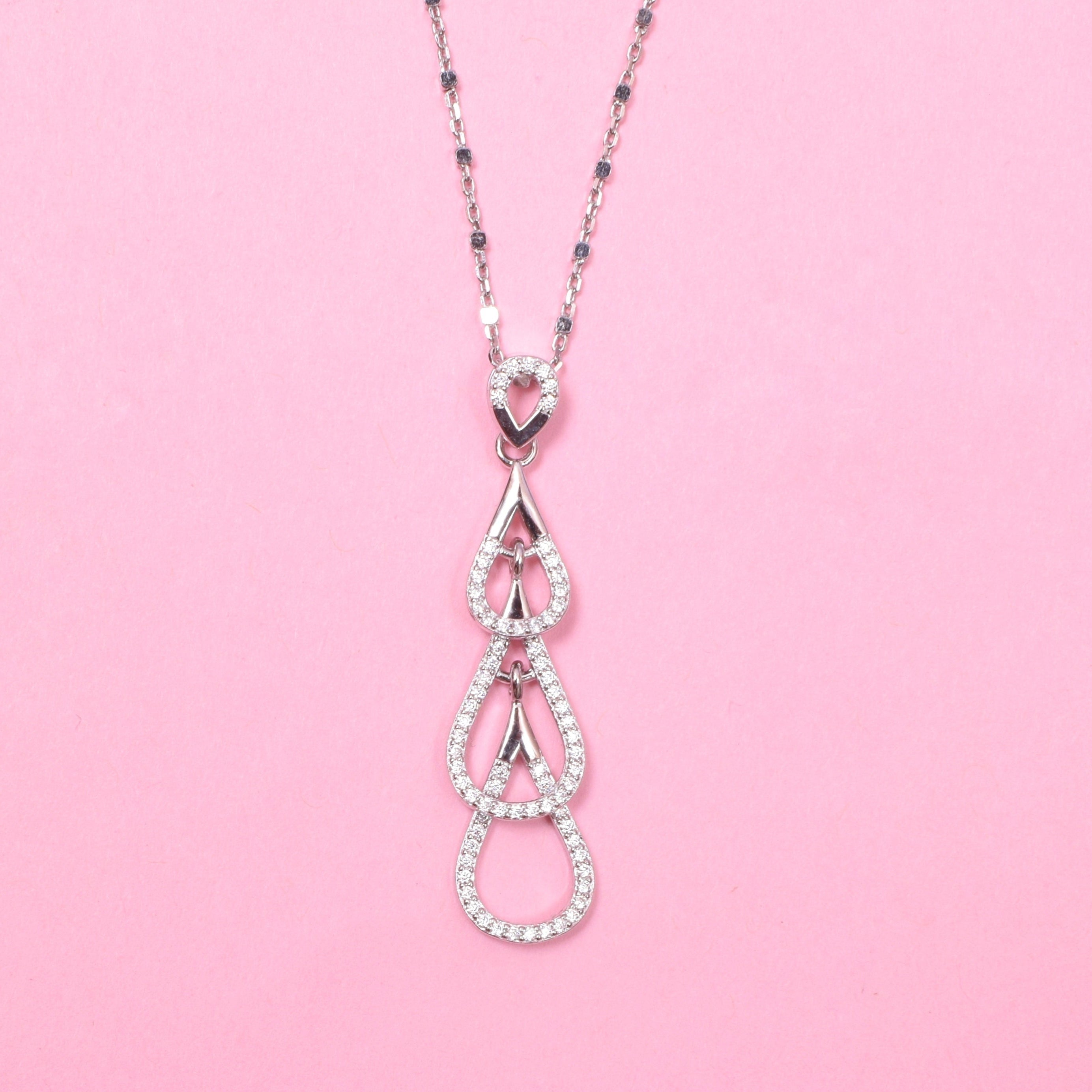 Droplets Sterling Silver Moissanite Pendant Set