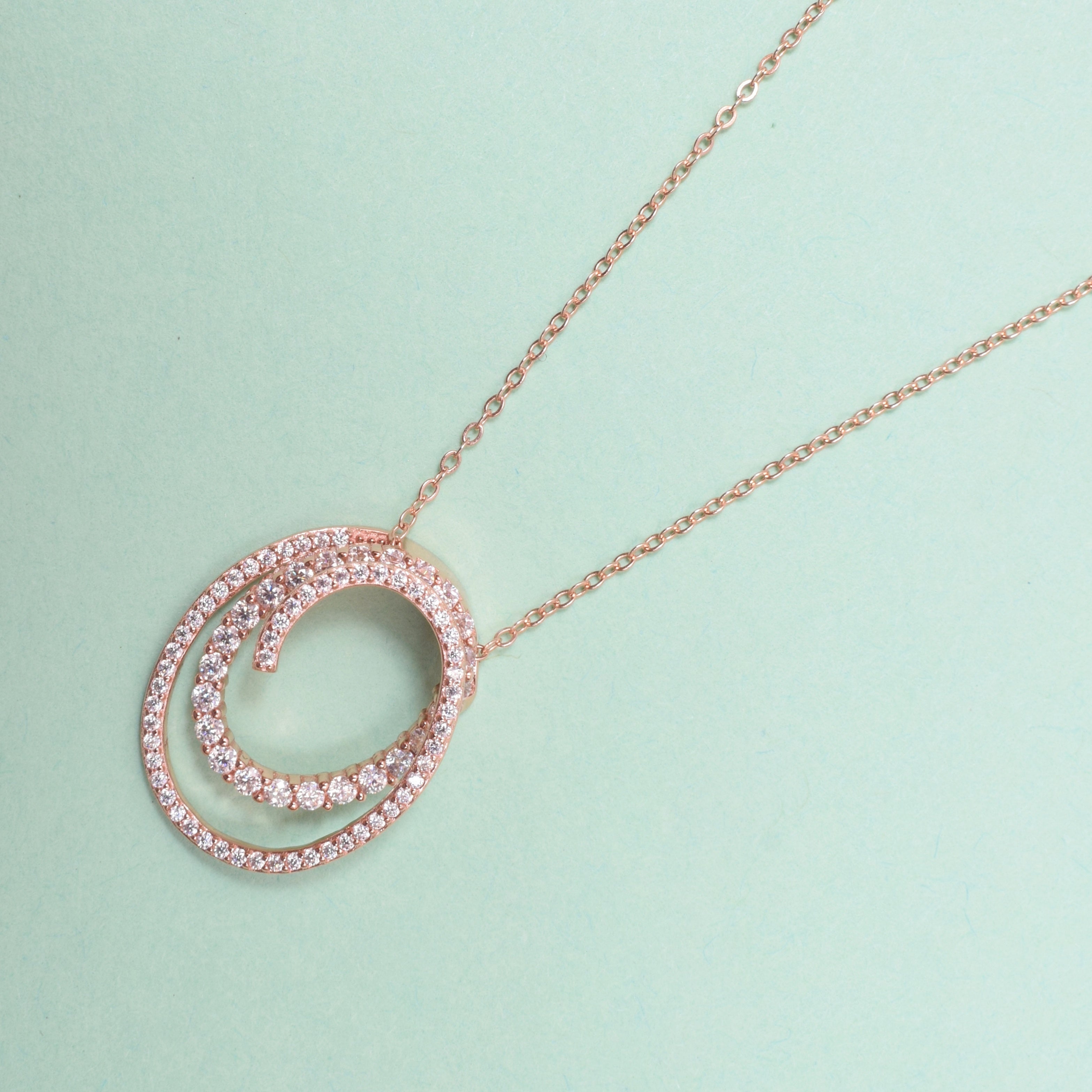 Double Oval Pendant in Moissanite Diamond in Sterling Silver