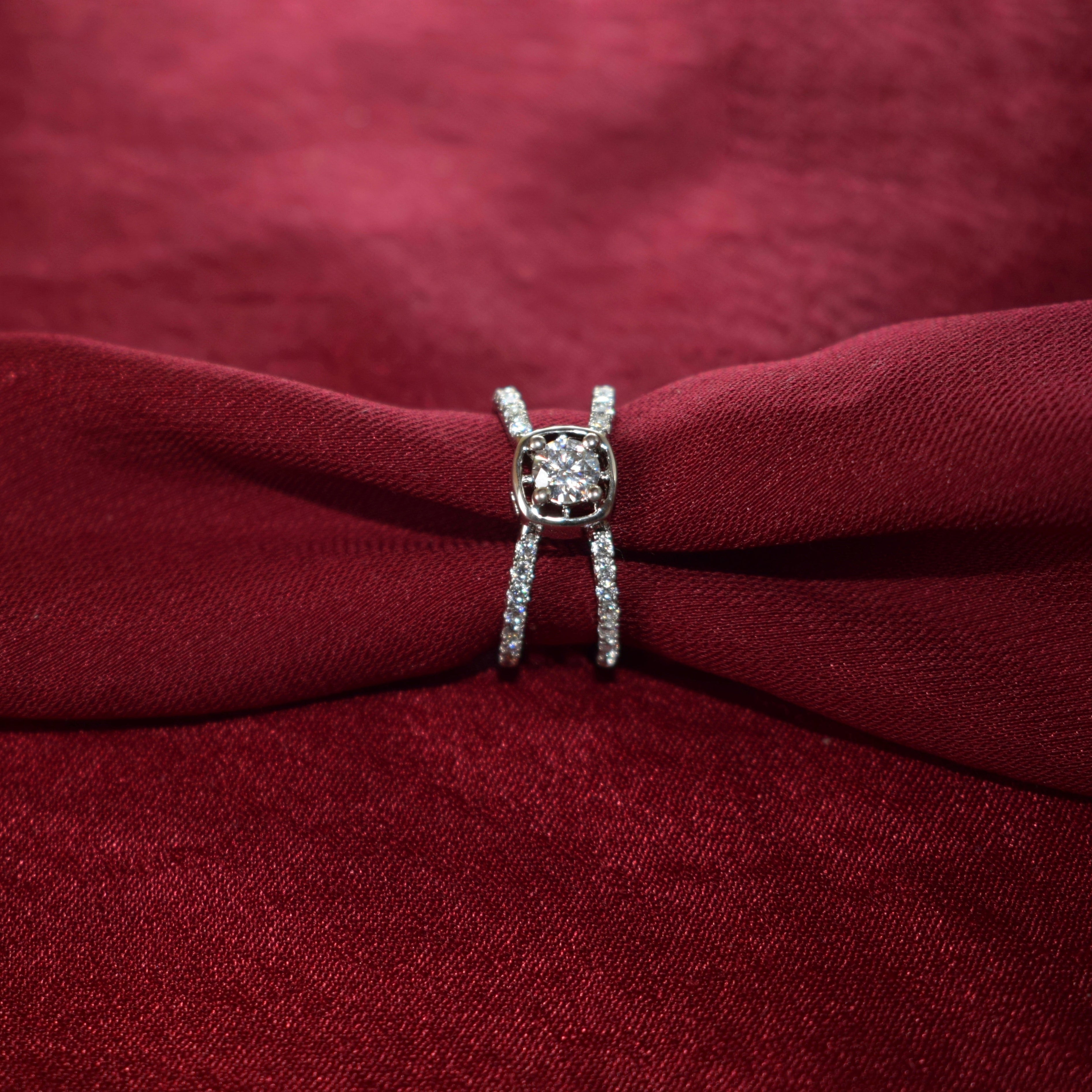 Halo split shank Moissanite Ring in Sterling Silver