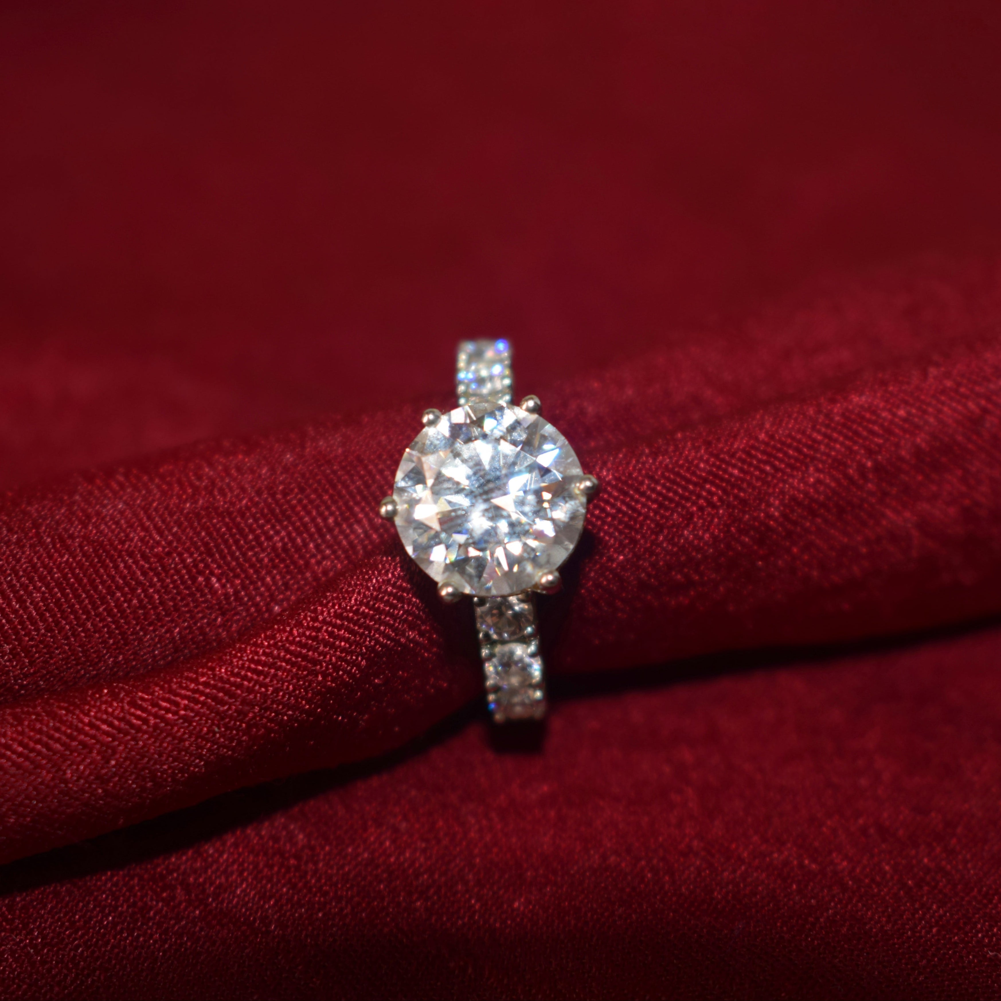 Alia Bhat inspired Engagement Ring in Sterling Silver with Moissanite