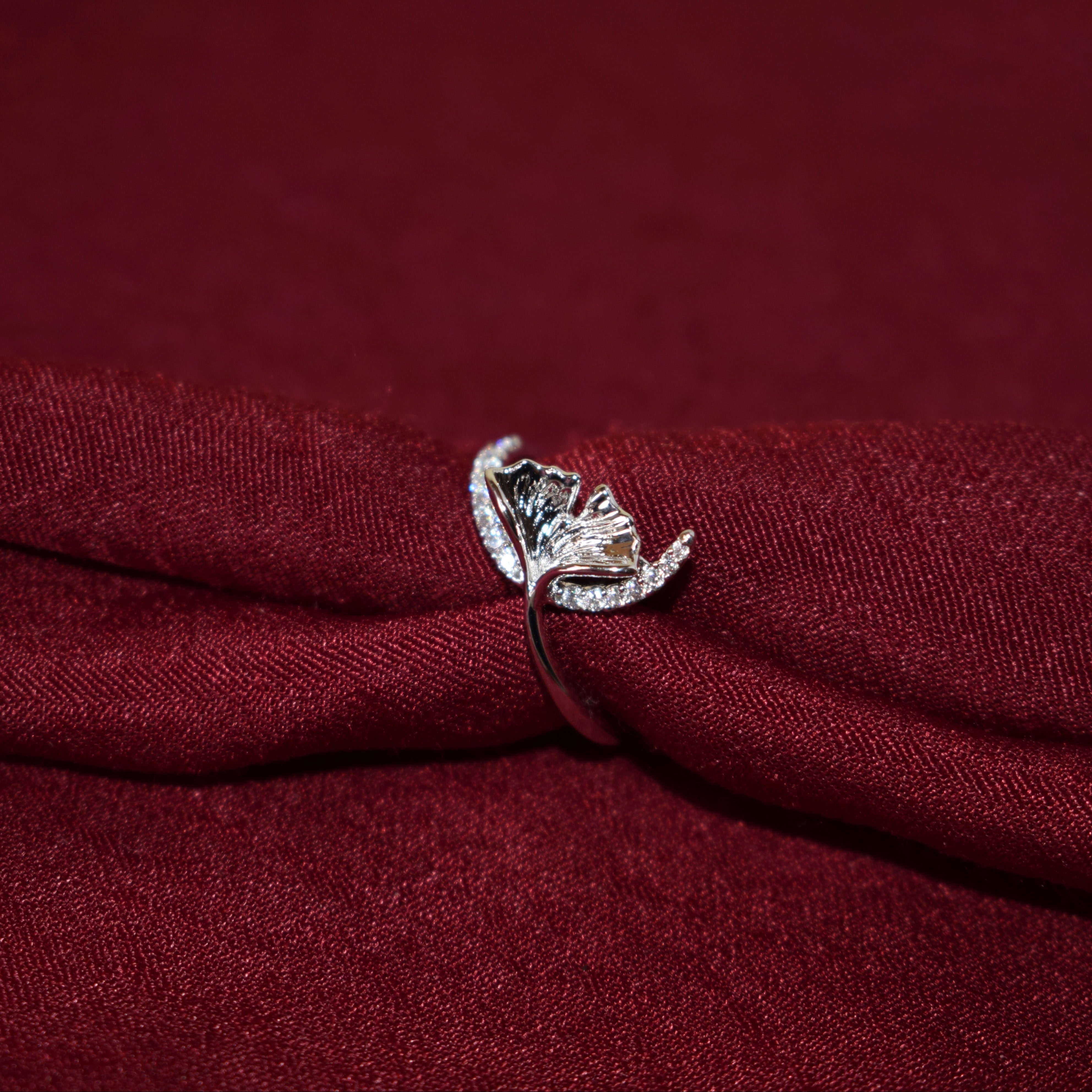 Lotus design Moissanite Sterling SIlver Ring