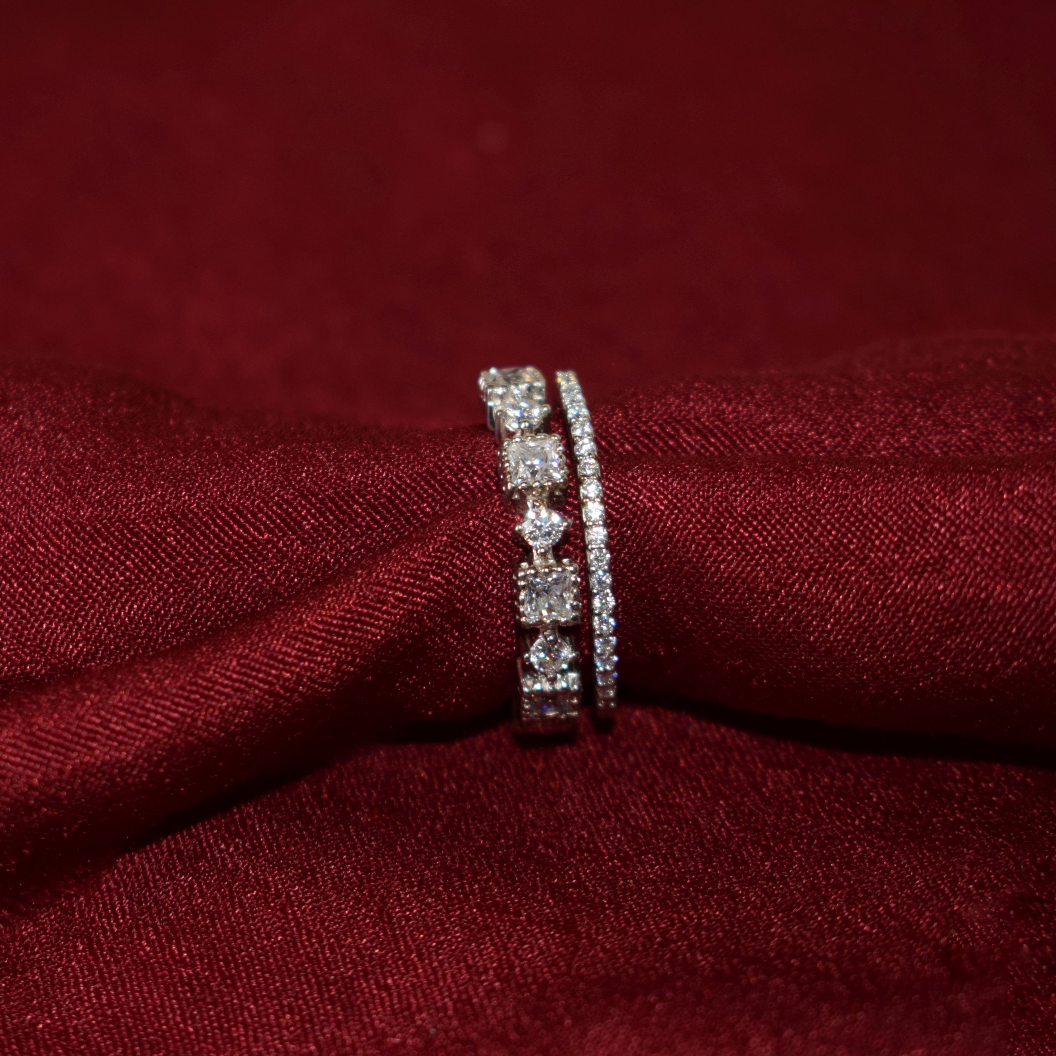 Aura ring Band in Sterling SIlver with Moissanite