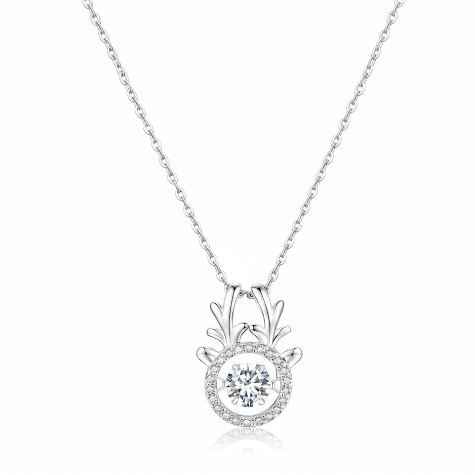 Dancing Moissanite Reindeer Moissanite Diamond Pendant / Pendant for Animal Lover