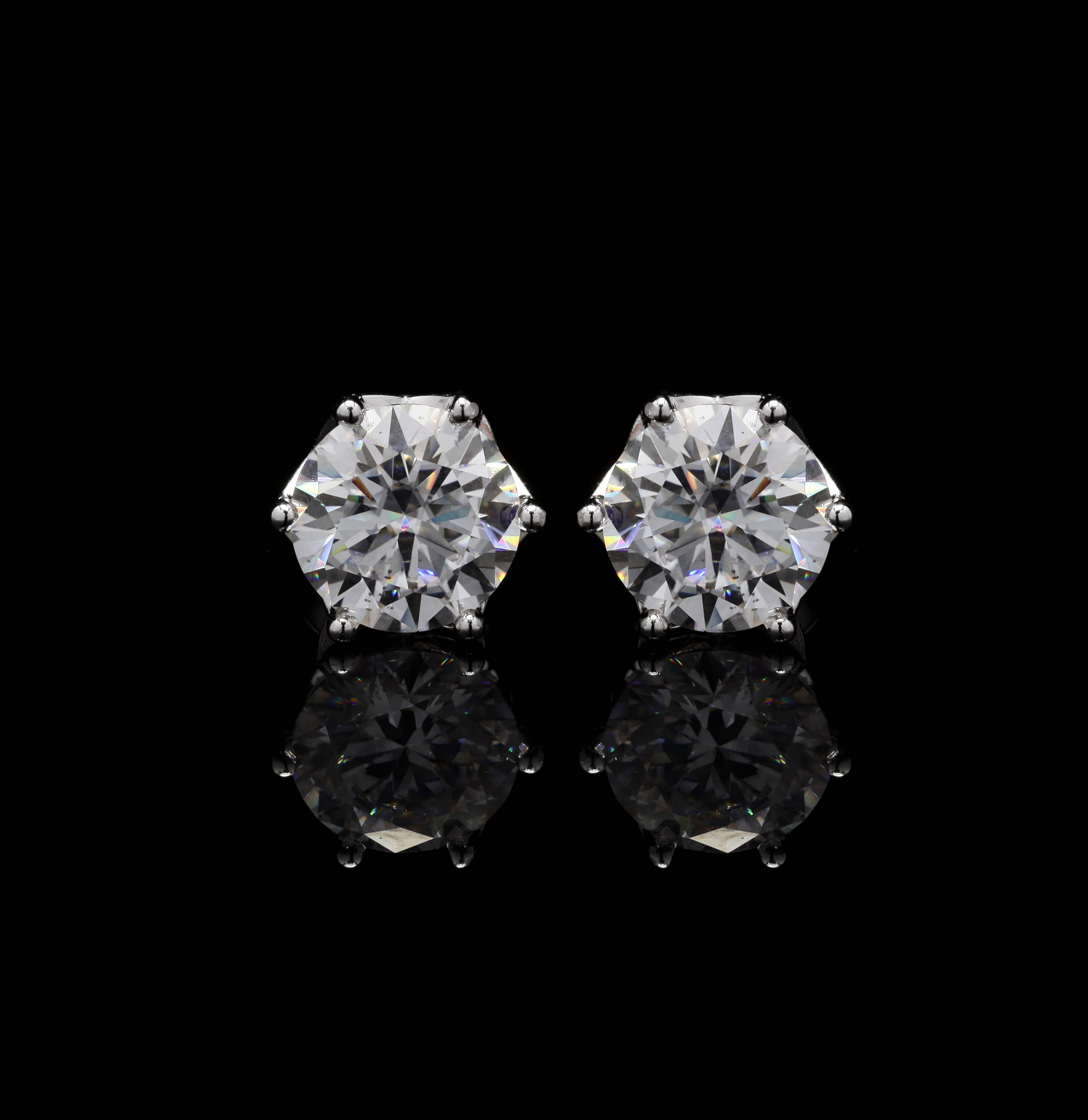 Nova Round Moissanite 925 Silver Studs, 2.5 Carat