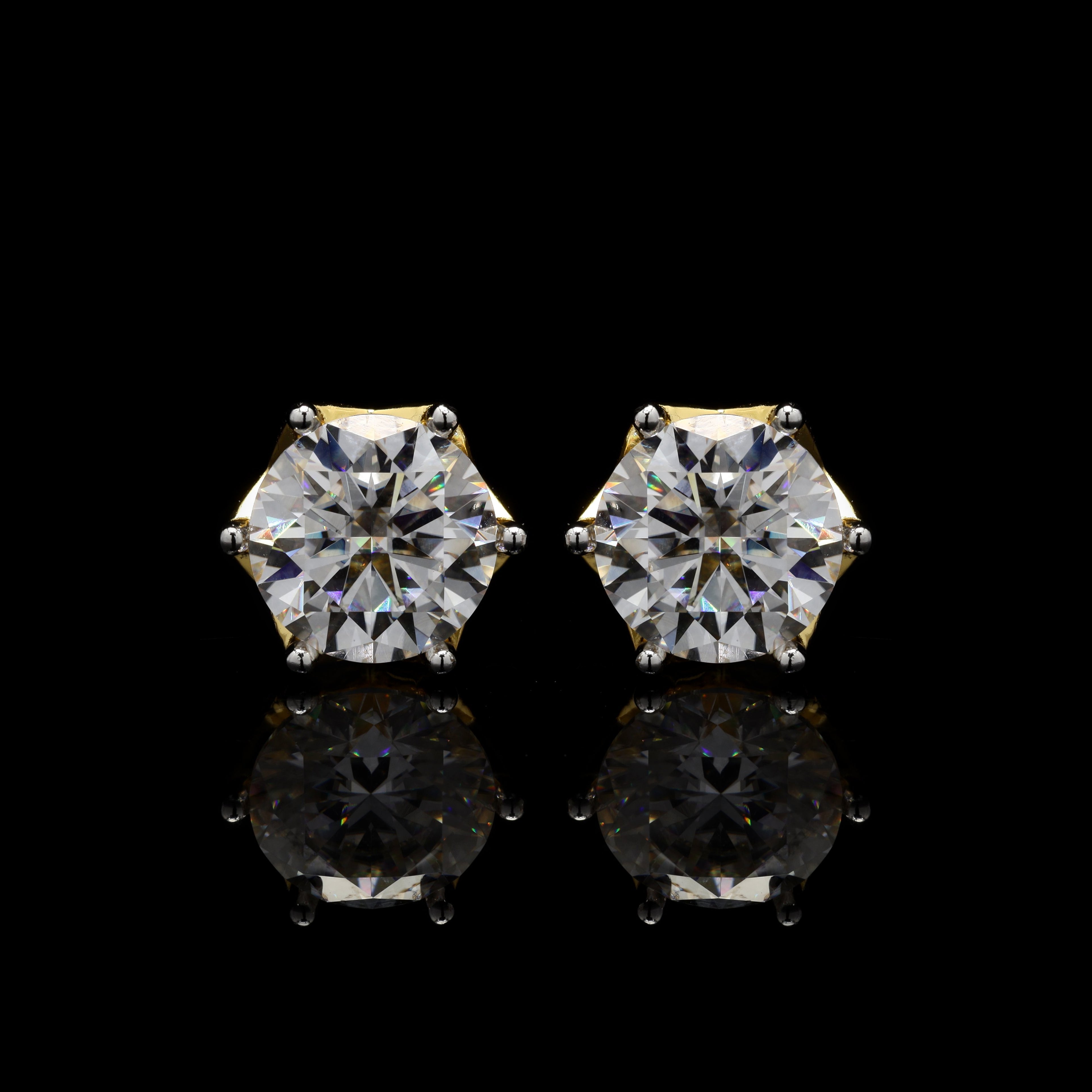 Crystal Orbit Round Silver Studs, 7 Carat