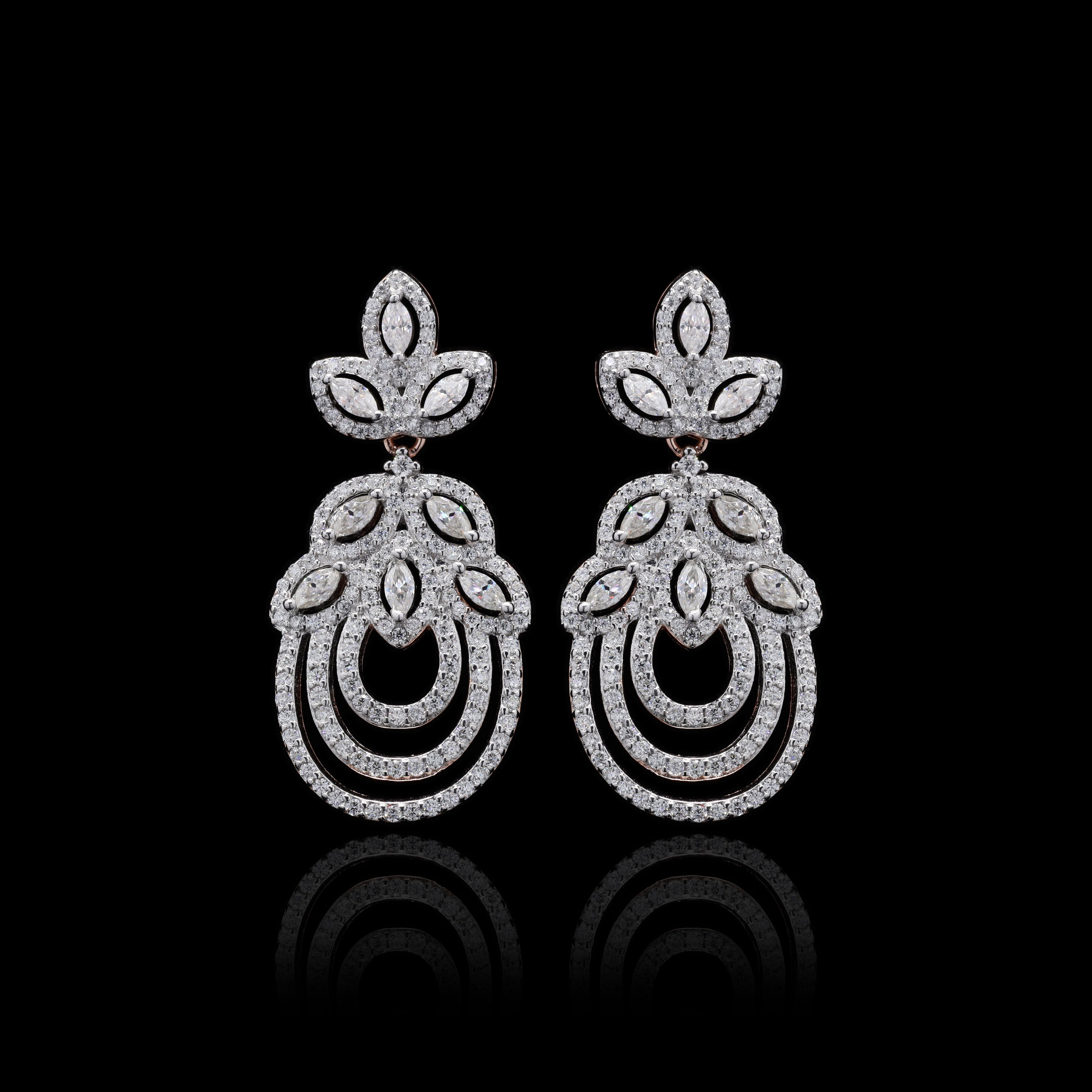 Moissanite Floral Fantasy Sterling Silver Earrings