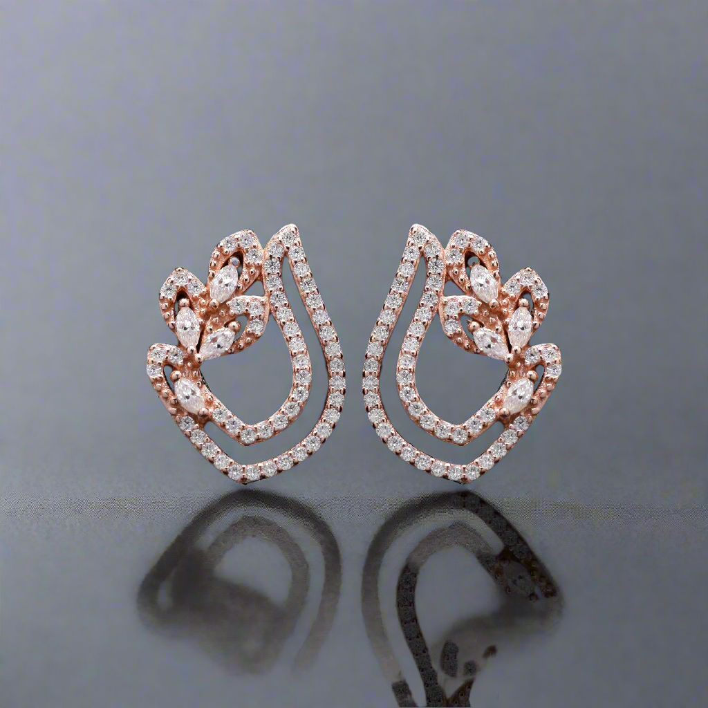 Rose Gold Swriling Sparkle Earrings