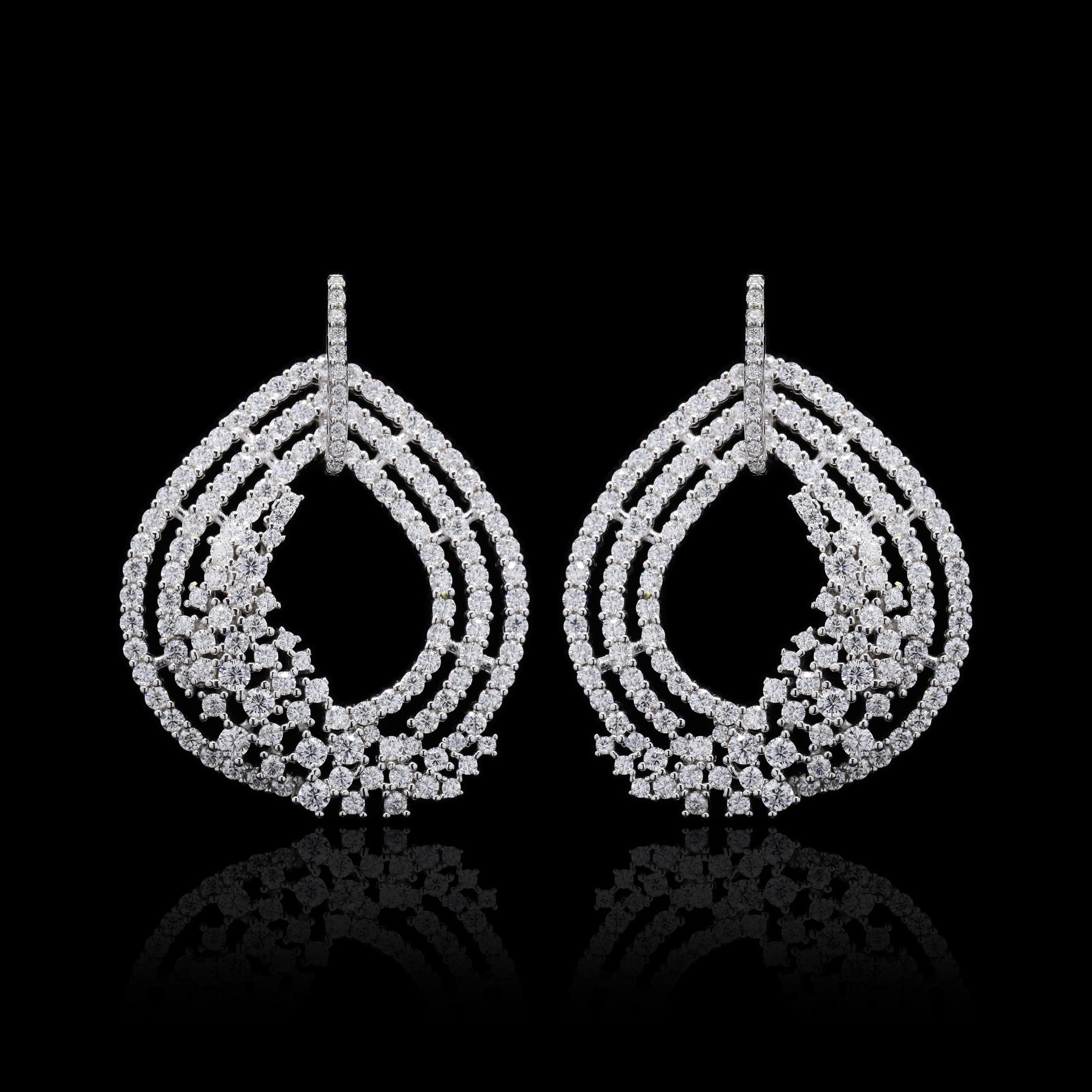 Diamond Brilliance Sterling Silver Moissanite Swirl Earrings