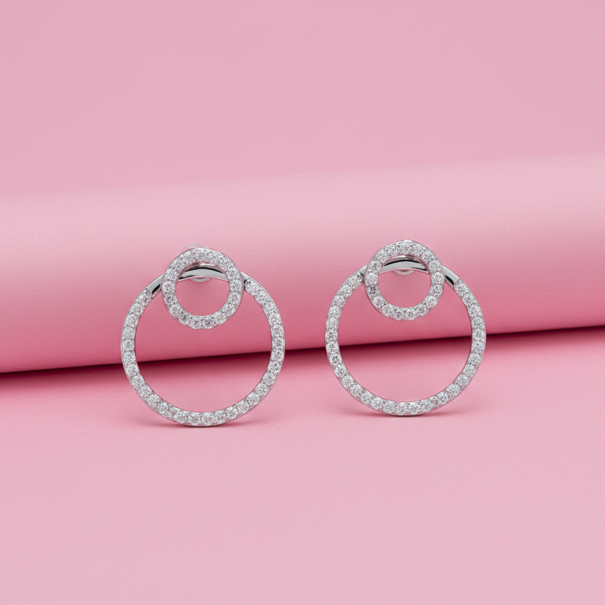 Radiant Bloom Silver Earrings with Moissanite