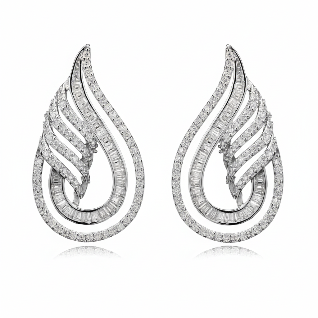 Exquisite Twinkle Twist Silver with Moissanite Earrings