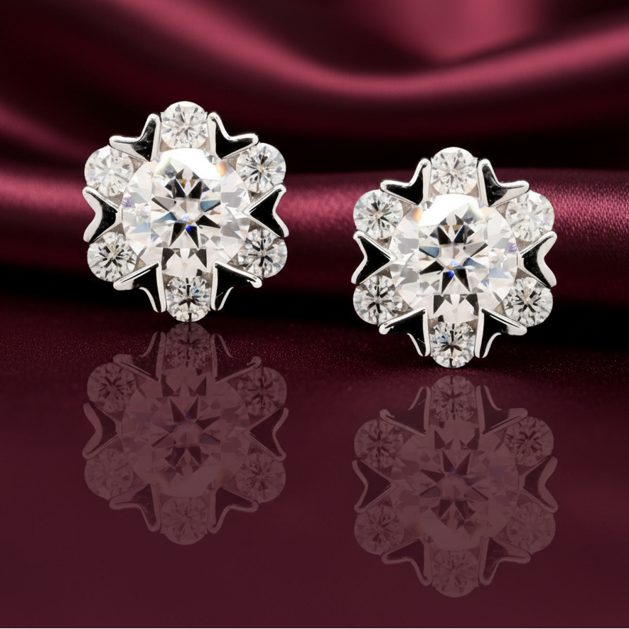 Celestial Spark Sterling in Silver with Moissanite Earrings