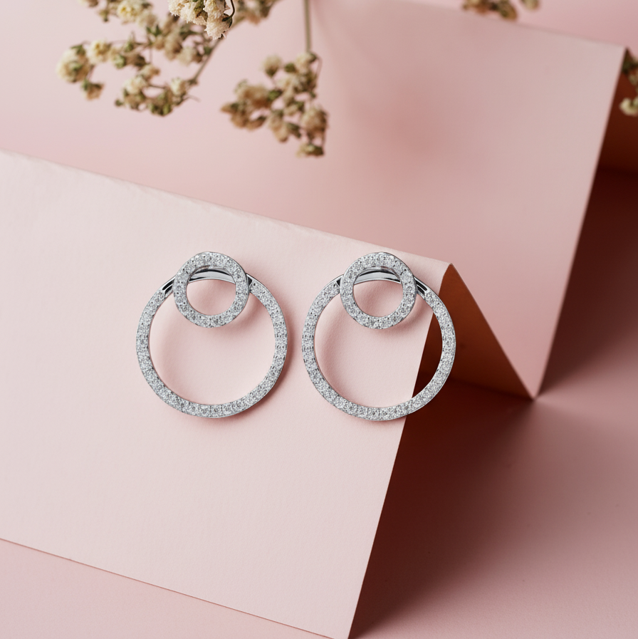 Radiant Bloom Silver Earrings with Moissanite