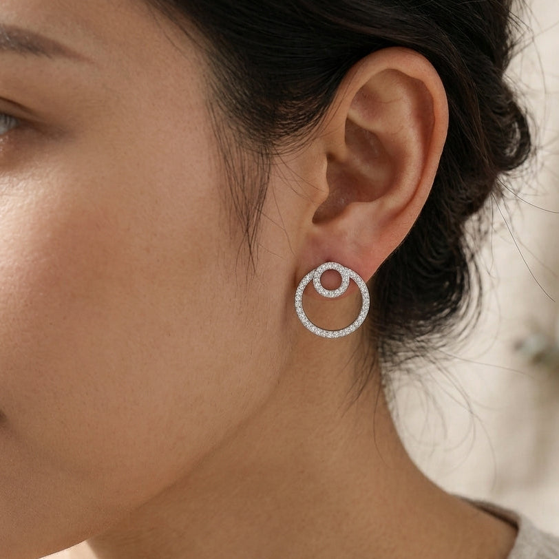 Celeste 3-in-1 Convertible Earrings in Sterling Silver with Moissanite