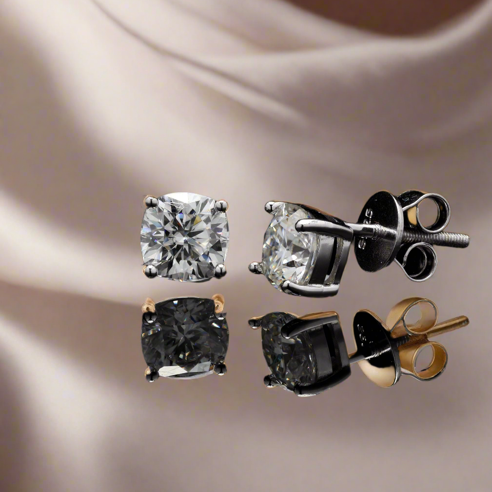 Cushion shape Moissanite Diamond Studs