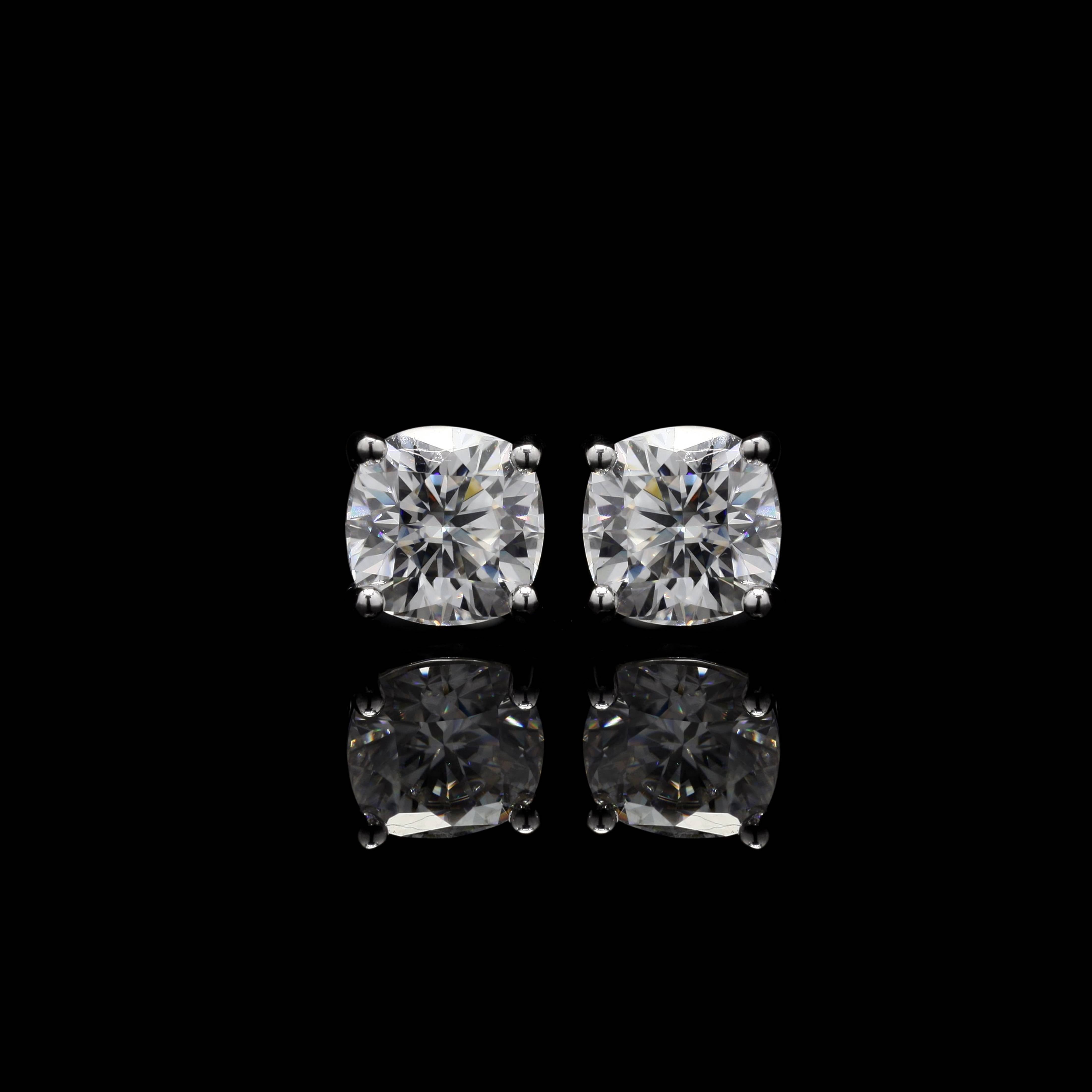 Crystal Sparkle Moissanite Studs in Sterling Silver for daily wear