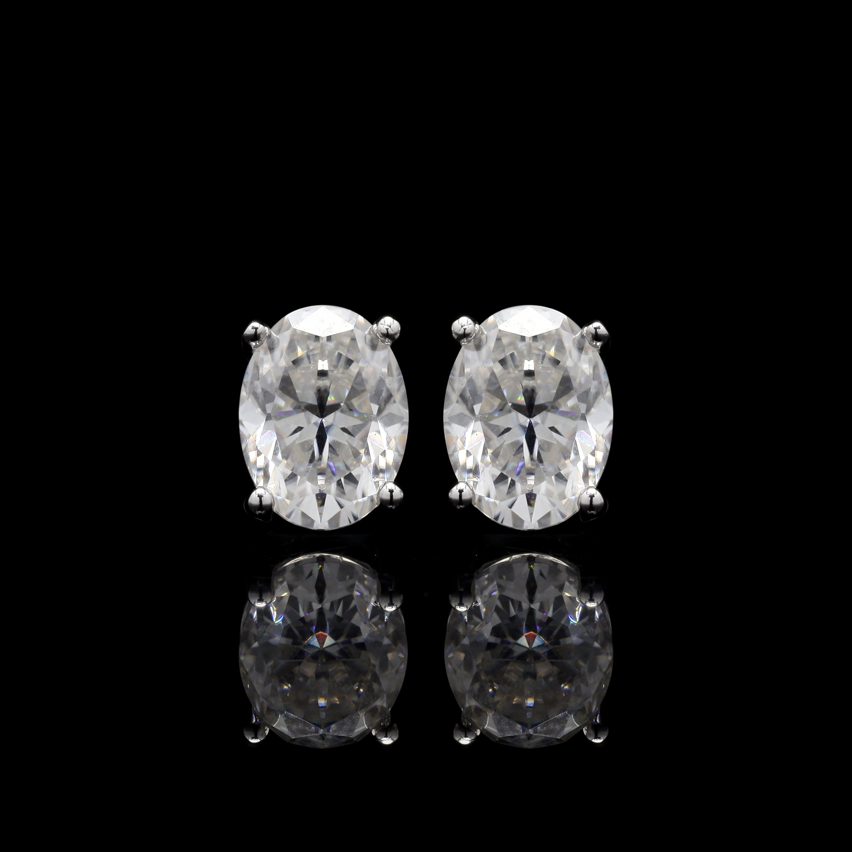 Oval Shape Moissanite Silver Studs for daily wear