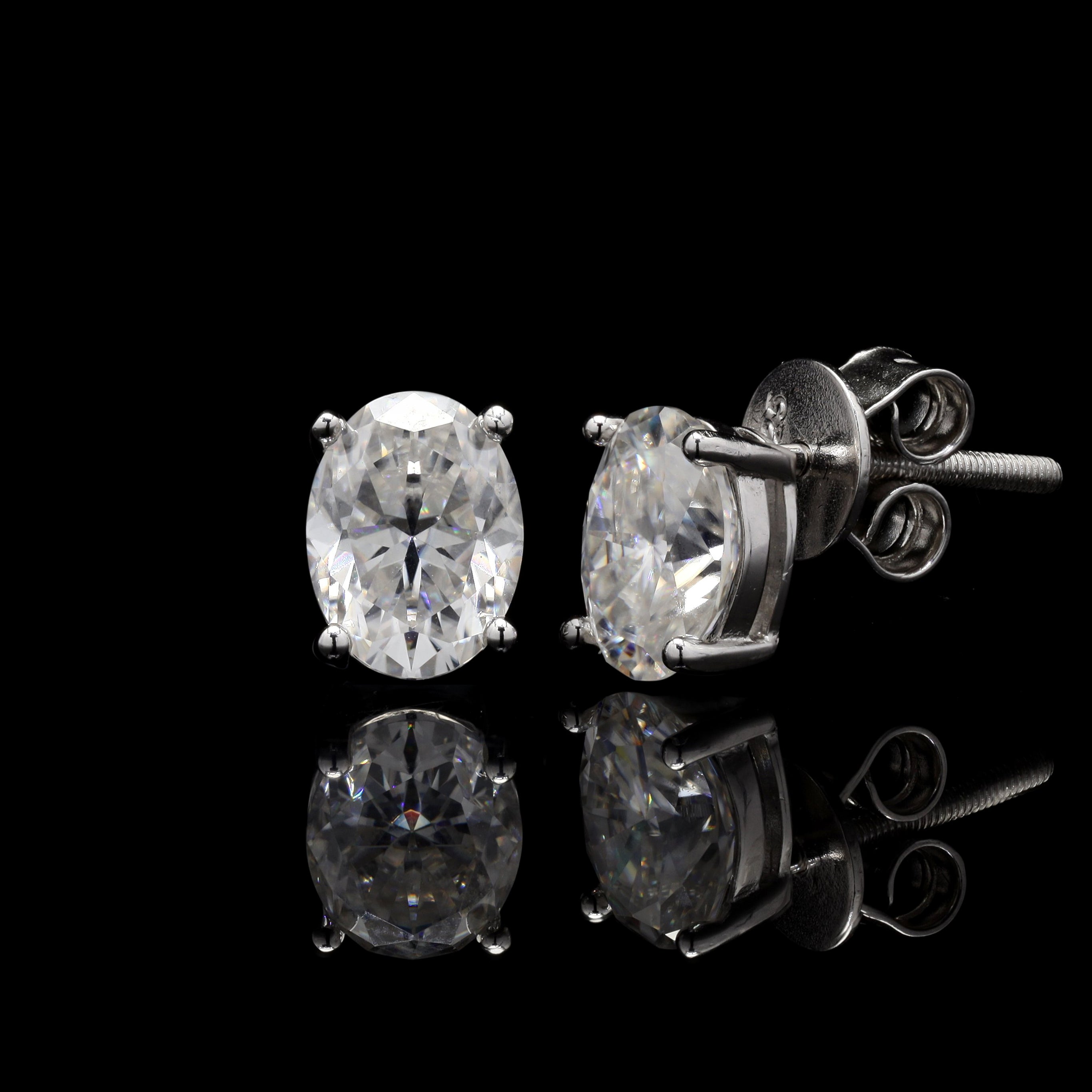 Oval Shape Moissanite Silver Studs for daily wear