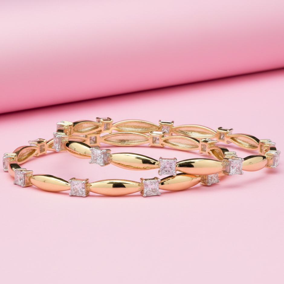 Gold Rhodium Plated Silver Moissanite Bangles