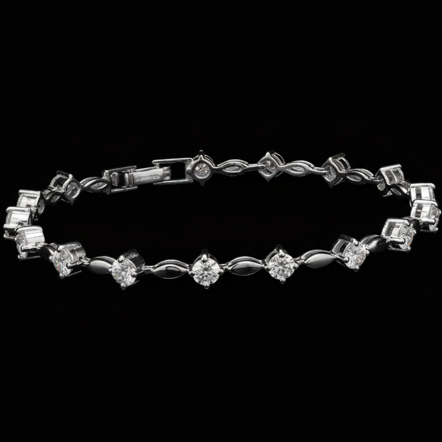 Moissanite Link Bracelet in Sterling Silver, perfect for every occasion