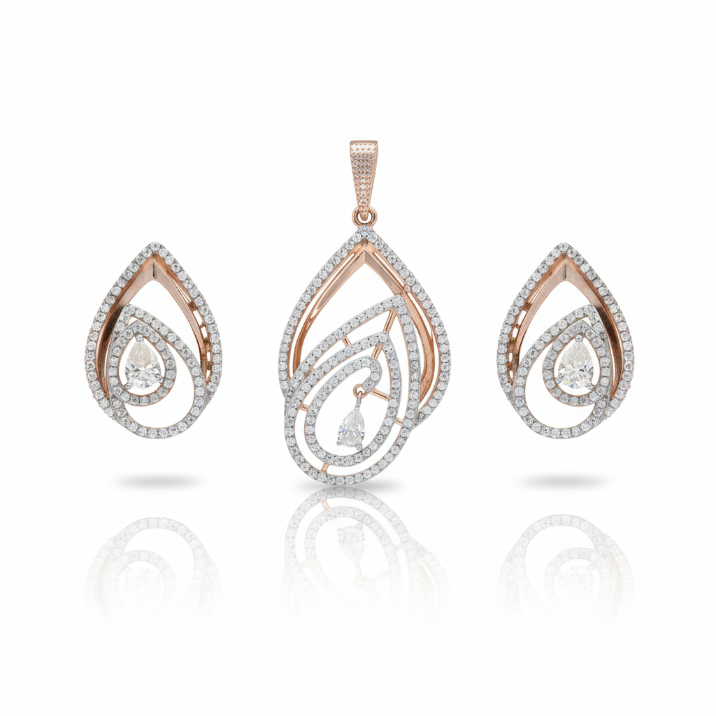 925 Silver Moissanite Solitaire Pendant Set for Brides & Festive Wear