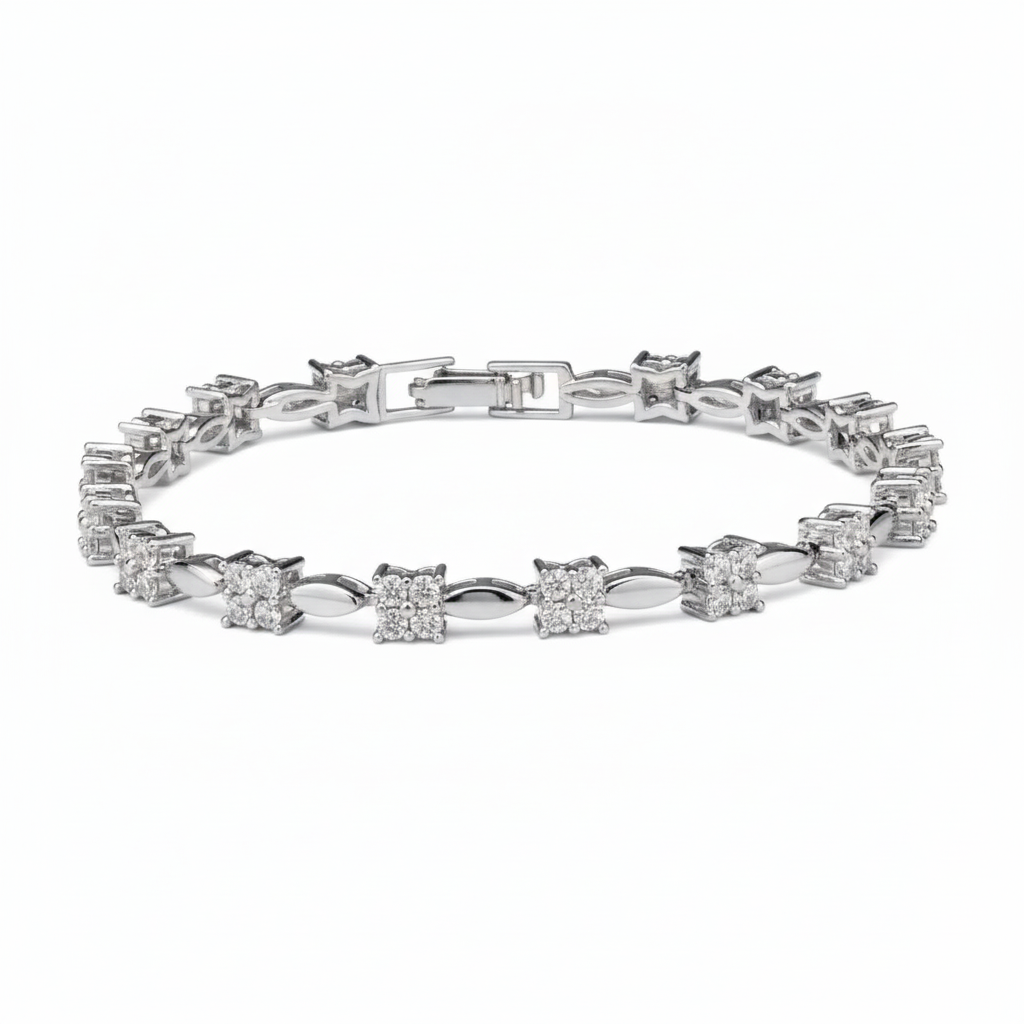Starlight Strand Silver Moissanite Bracelet for a Date