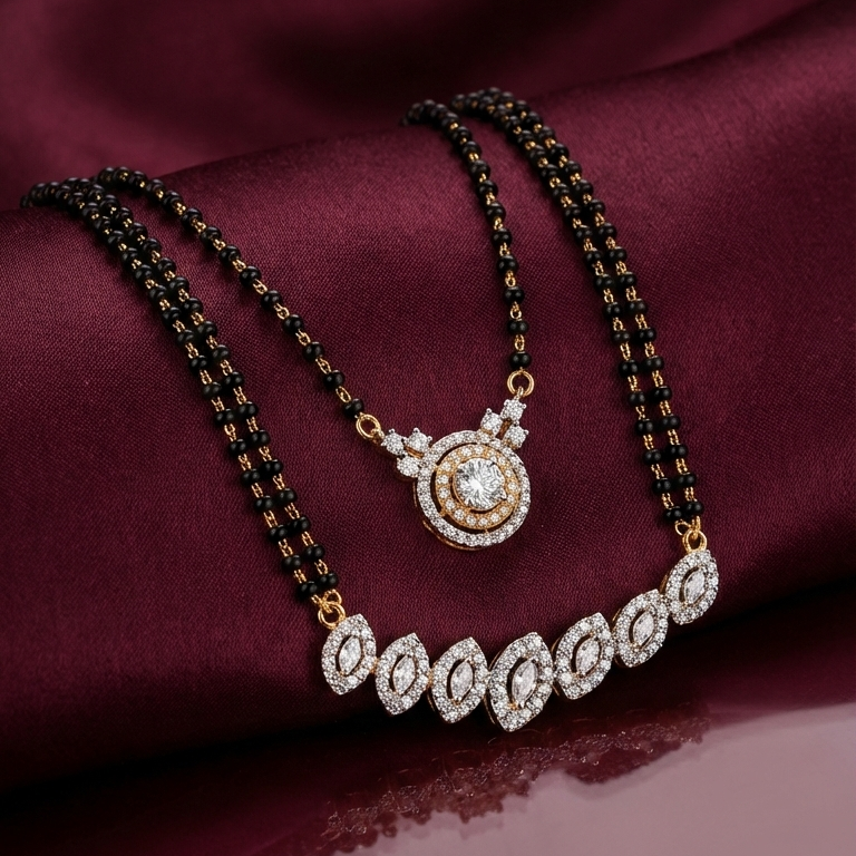 Modern Viva Moissanite Mangalsutra in 925 Silver with Rhodium Plating | The Modern Bride’s Daily Essential
