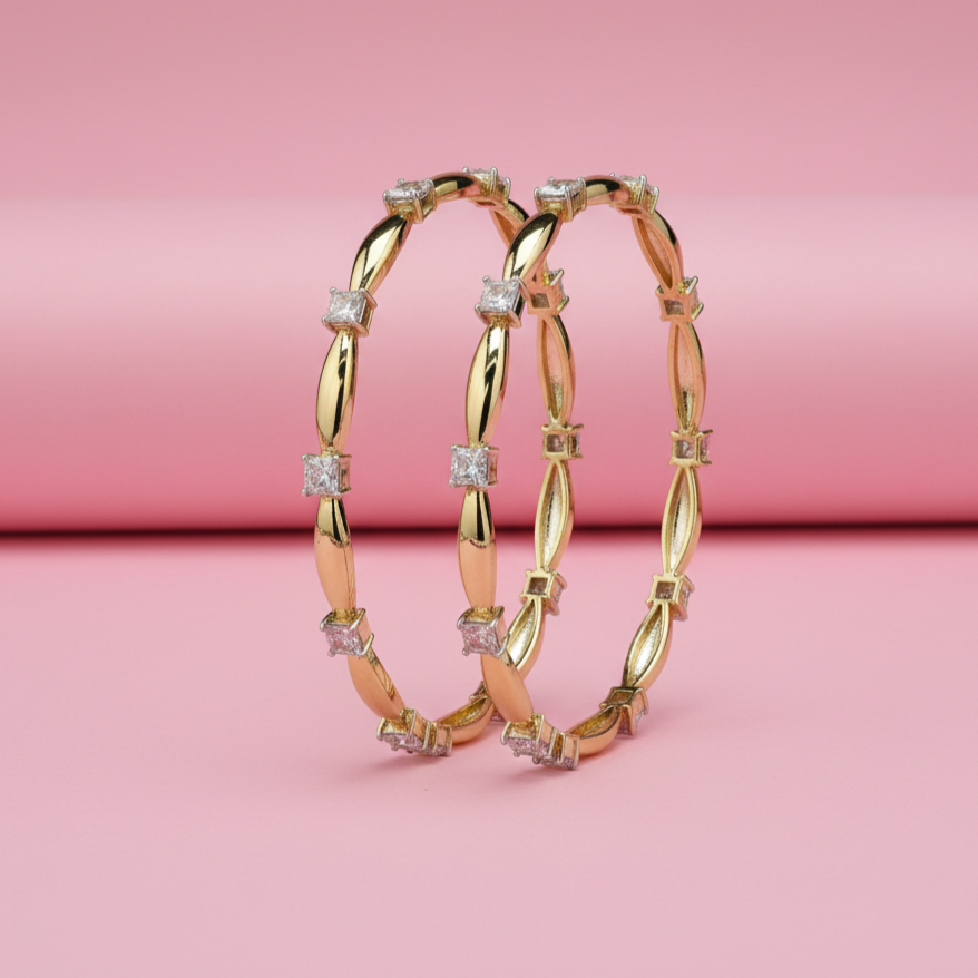 Gold Rhodium Plated Silver Moissanite Bangles