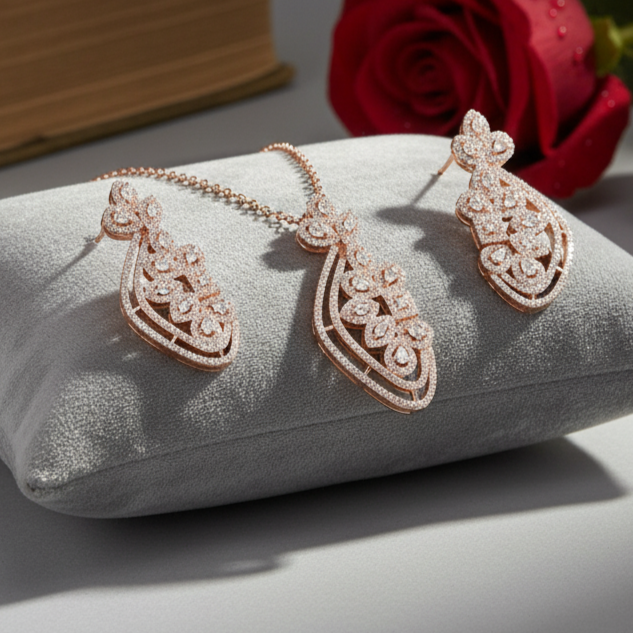 Petal Perfection Sterling Silver Moissanite Pendant Set