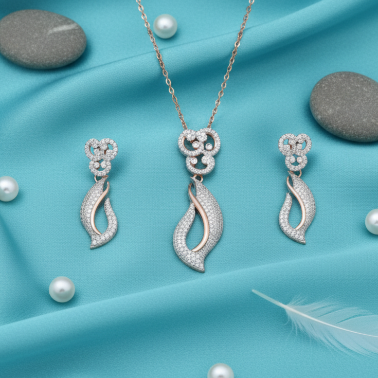 Affordable Moissanite Pendant Set in Rose Gold Finish